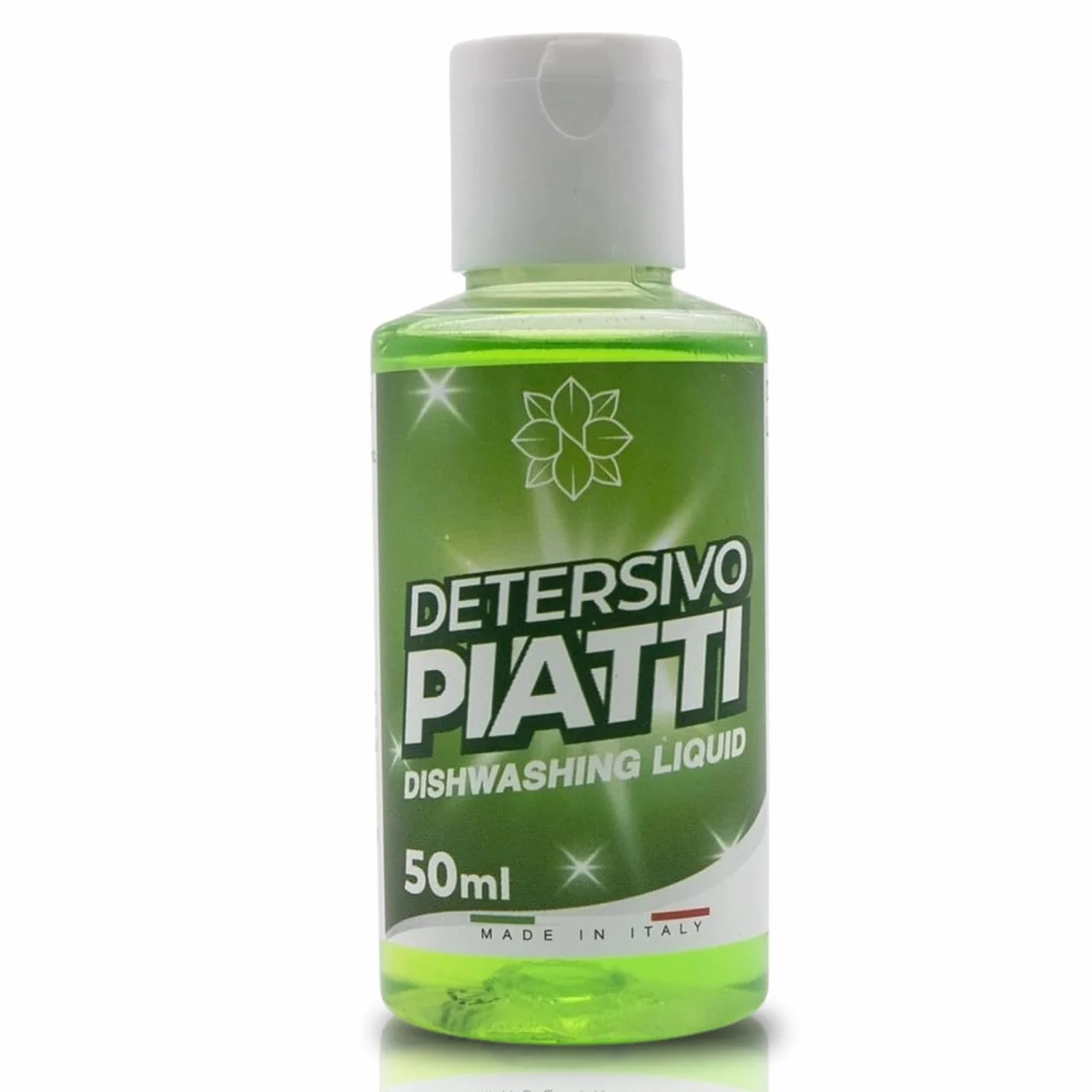 Detersivo piatti a mano per residence e case vacanza 50 flaconi da 50 ml, mini detersivo piatti al profumo di limone con tappo flip-top - Made in Italy