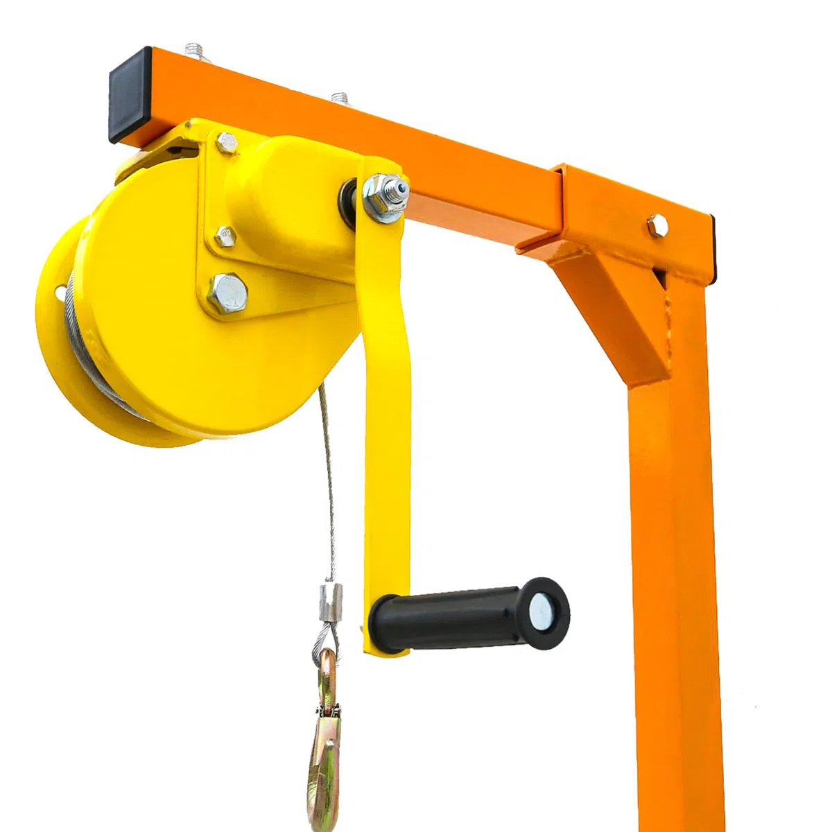 Gru di sollevamento per condizionatore d'aria, 181,4 kg, cavo in acciaio galvanizzato da 15 m, strumento di sollevamento CA con verricello manuale, base pieghevole e maniglia antiscivolo per