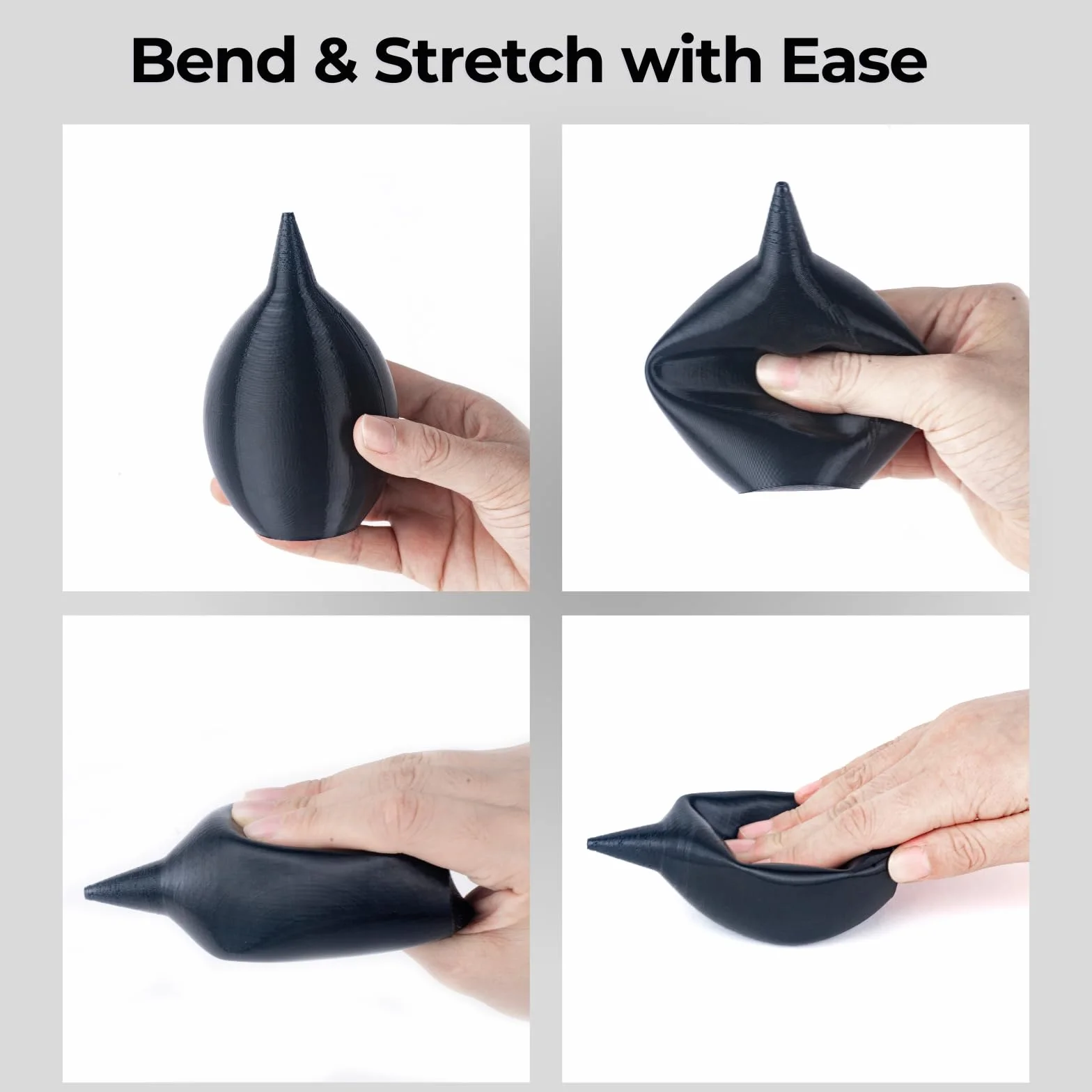 Siraya Tech Flex TPU Filamento - 85A Shore, ISO 10993, Alta Flessibilità e Resistenza, Alto Flusso e Velocità, Sacchetto in Alluminio Resistente all'Umidità - per Calzature e Protezioni (Nero, 1kg)