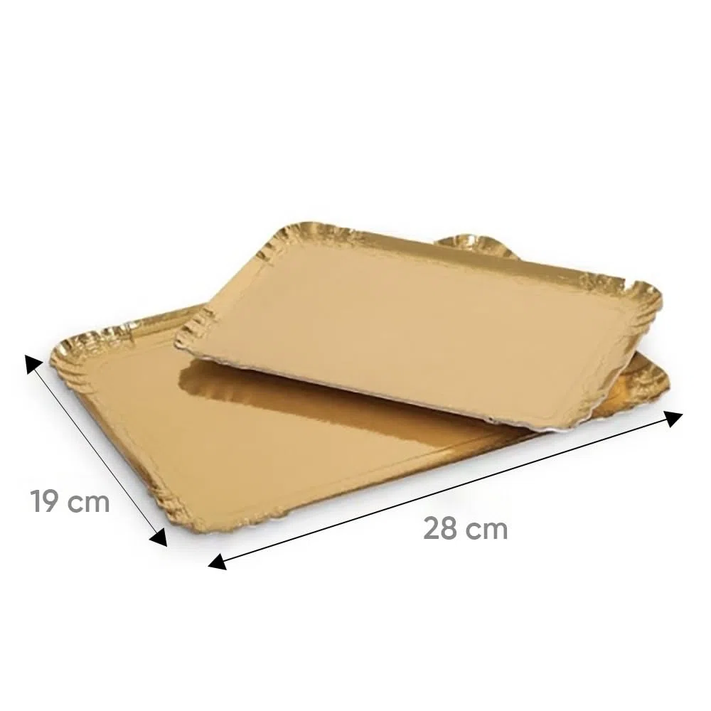 100 vassoi per catering in cartone, finitura oro, 19 x 28 cm