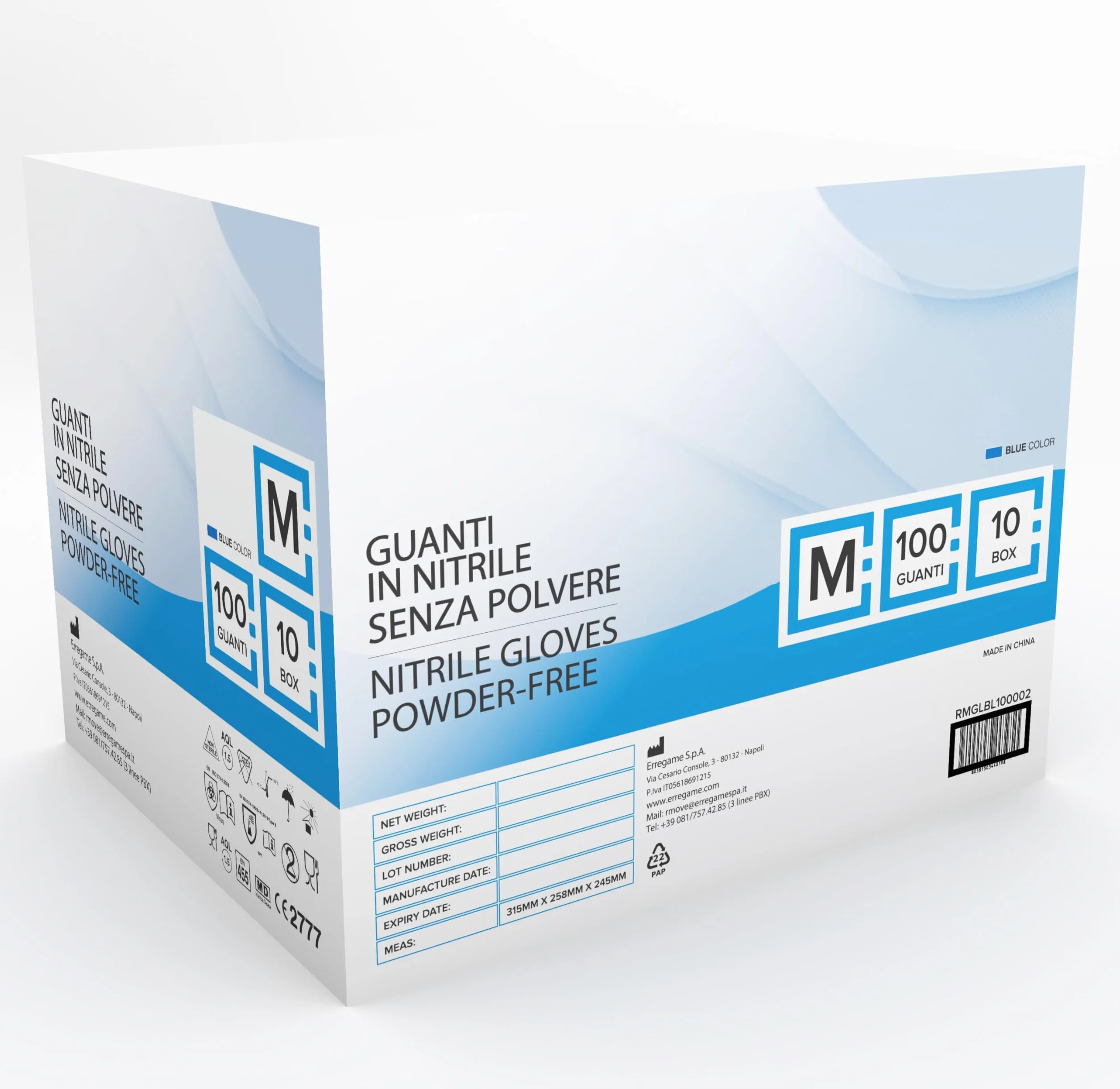 R MOVE 1000 guanti in nitrile monouso senza polvere, senza lattice, ipoallergenici, certificati CE EN455, guanti per alimenti, guanti medici (Taglia M)