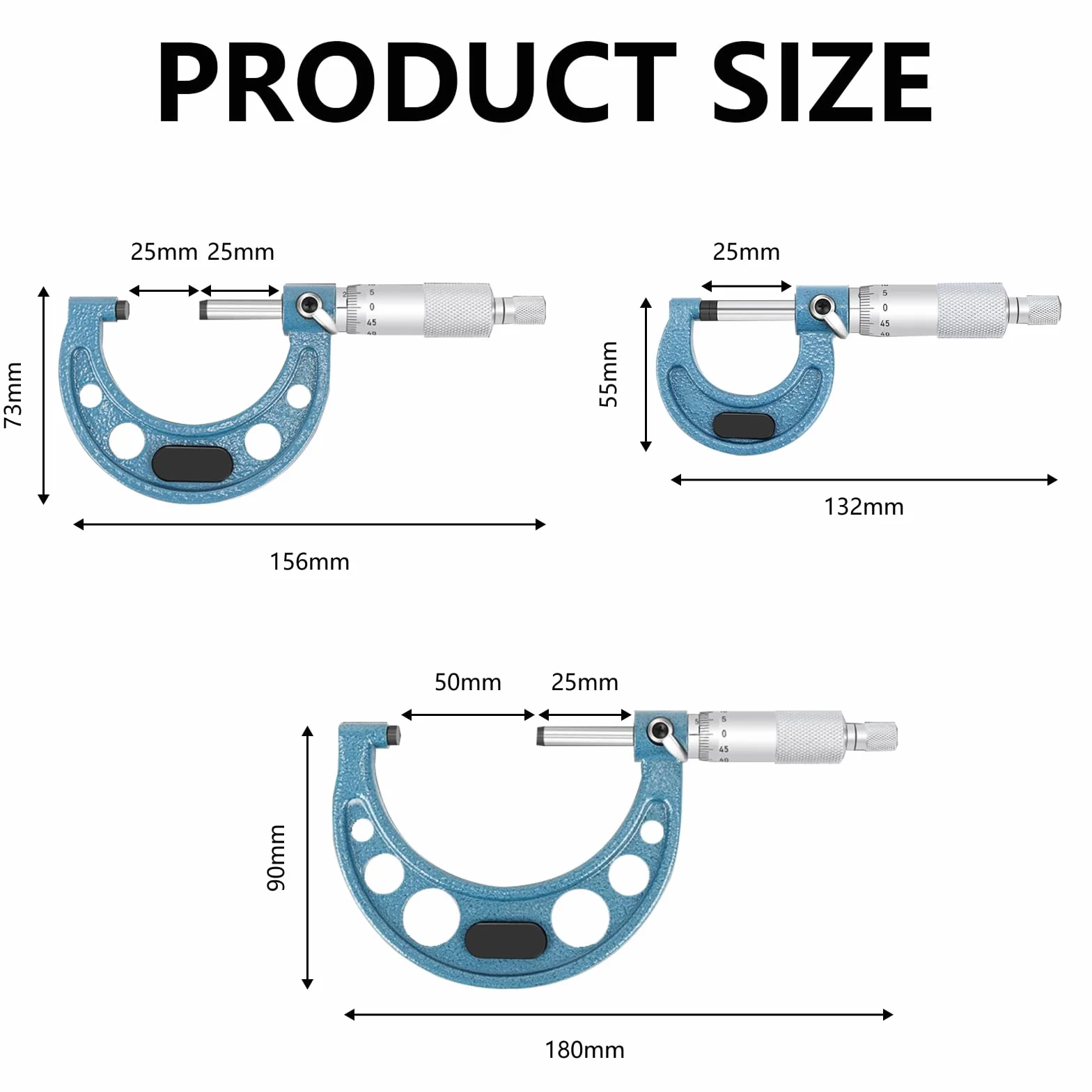 Micrometro 3 Pezzi Precisione Barra Calibrazione 0-25 mm 25-50 mm 50-75 mm 0,01 mm Acciaio