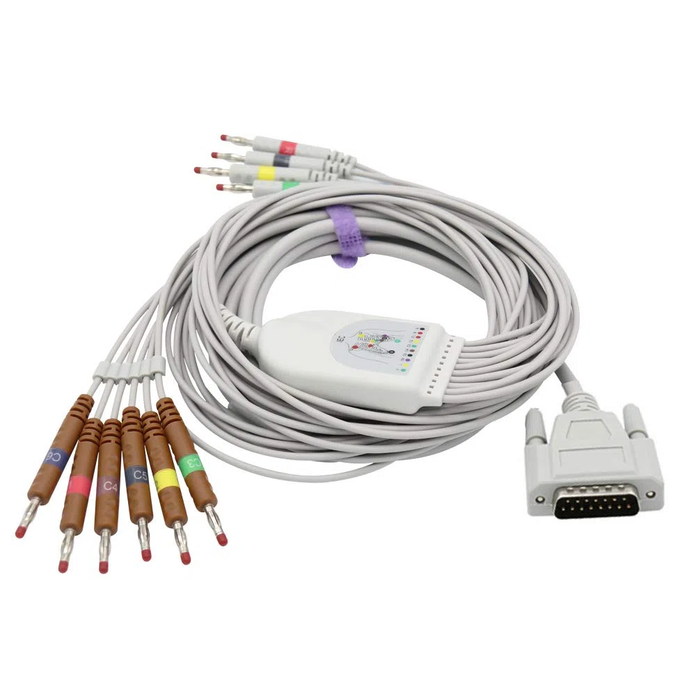 Skmeditec Compatibile ECG/EKG cavo per Nihon Kohden BA-902D Nihon Kohden/Biocare, cavo sostitutivo con connettore a 15 pin con viti senza resistenza per BJ-902D