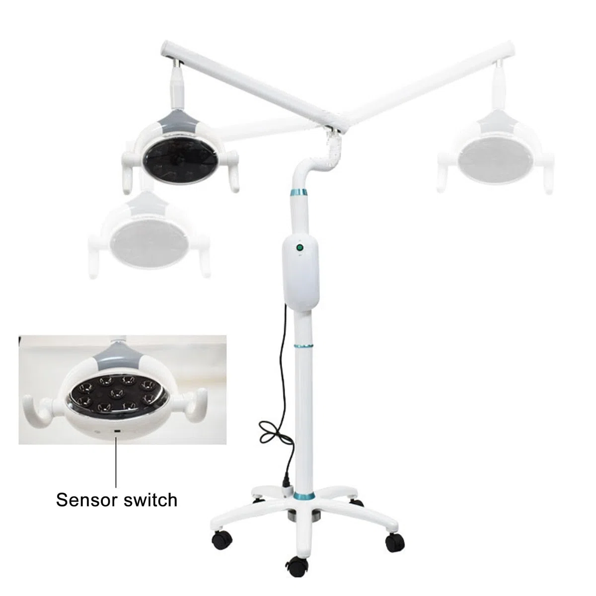 Lampada per Visita Medica Mobile da 30W, Lampada Scialitica Dimmerabile, Lampada per Visita Chirurgica, Apparecchiatura per Terapia Orale da Pavimento, con 9 Lampadine a LED