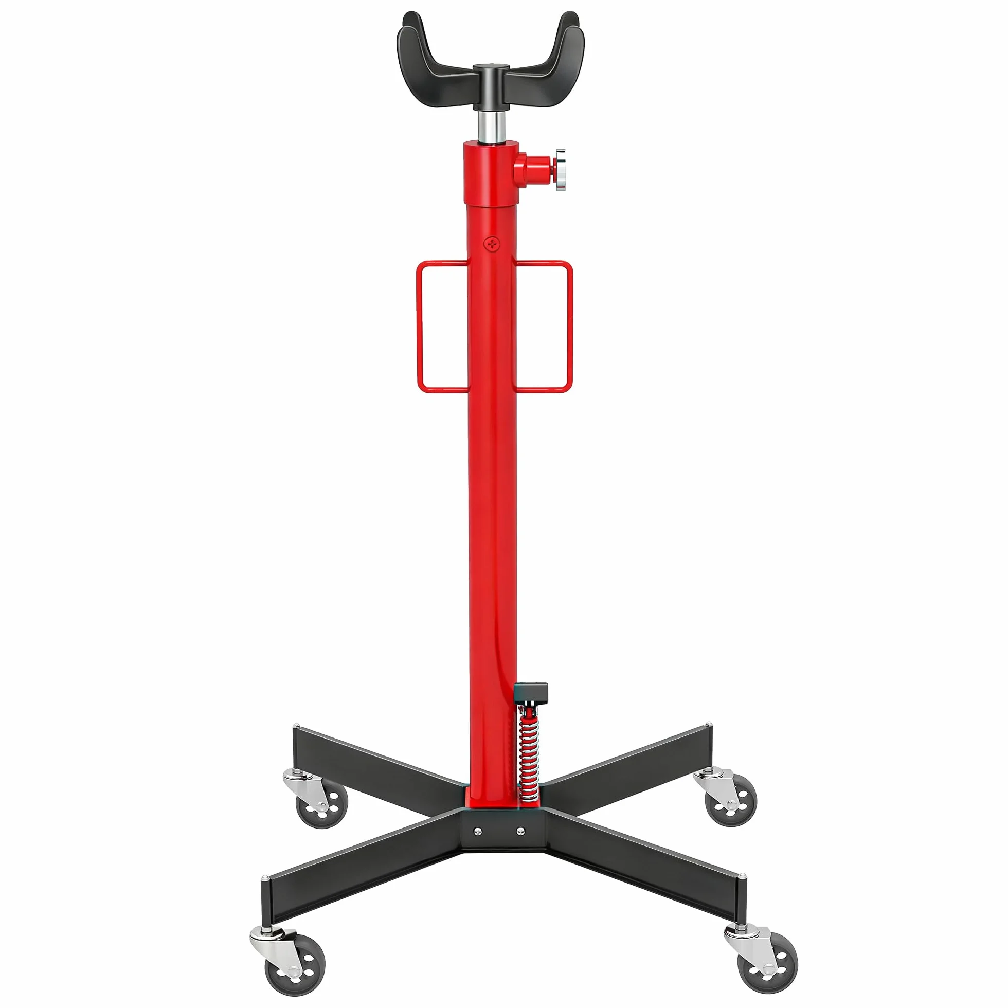 HOMCOM Cric idraulico per cambio, cric di sollevamento in acciaio 500 kg, altezza regolabile 110-191,5 cm, cric idraulico per cambio 4 ruote, pedale, per auto, rosso