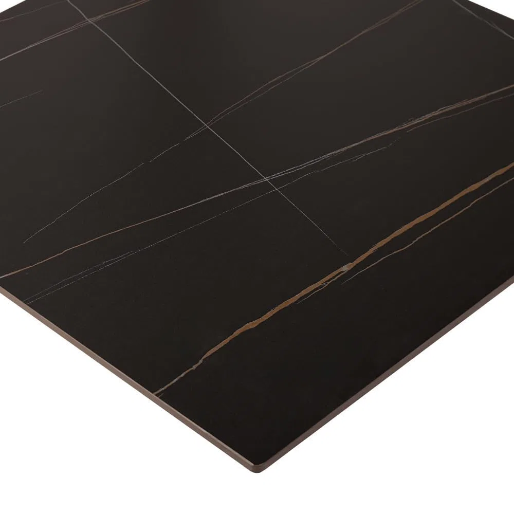 Liberoshopping Piano per tavolo bar quadrato in pietra sinterizzata per esterno (Marmo Nero, 70x70 cm)