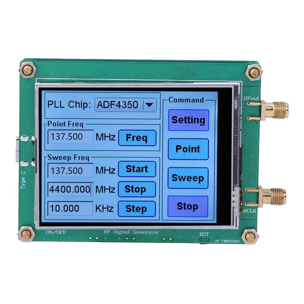 Generatore Di Segnale RF Generatore di Segnale Alta Precisione Full Touch Screen RF Sweep Dot Modulo di Frequenza Radio PC Contatore con Cavo Dati SMA Femmina ADF4350