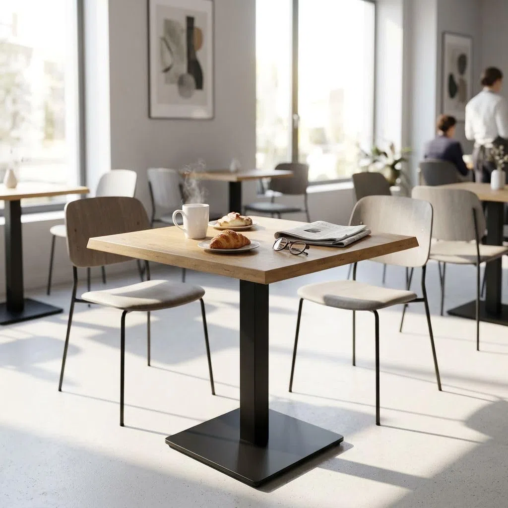milani home - piano tavolo da pranzo 70 x 70 cm, marrone, MDF e HPL