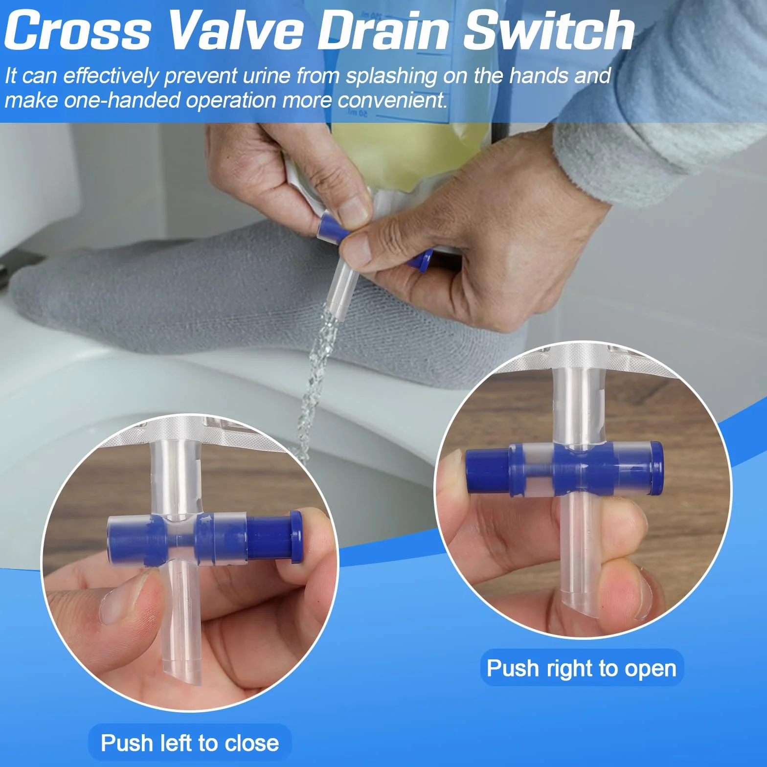 Borsa riutilizzabile per urina maschile indossabile con 2 sacchetti catetere 2000 ml + 1000 ml drenaggio urinario portatile
