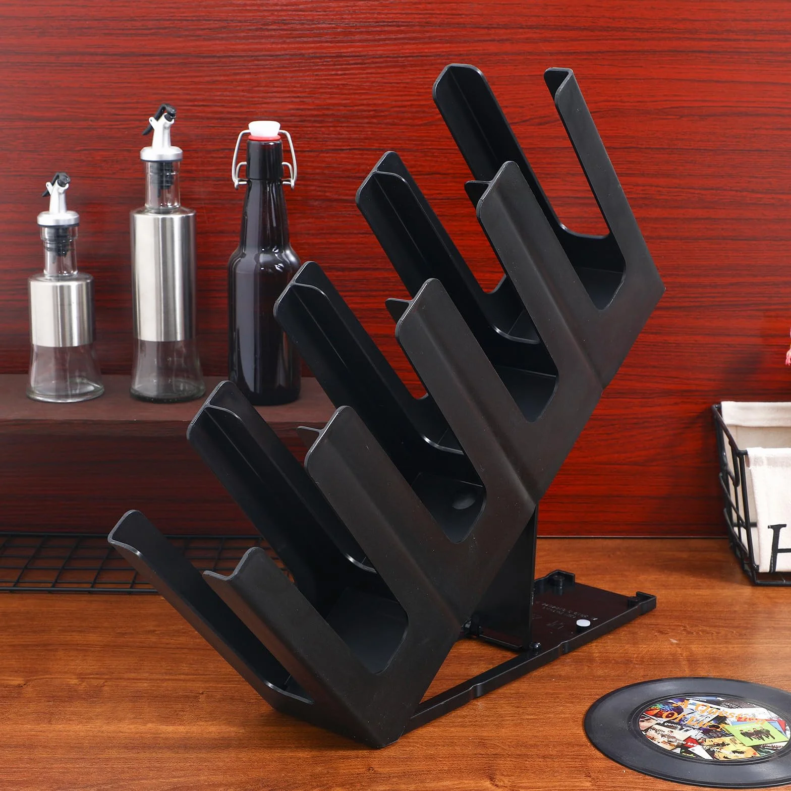 Portabicchieri Pieghevole Regolabile Plastica 4 Sezioni Organizer Bicchieri Carta Bar