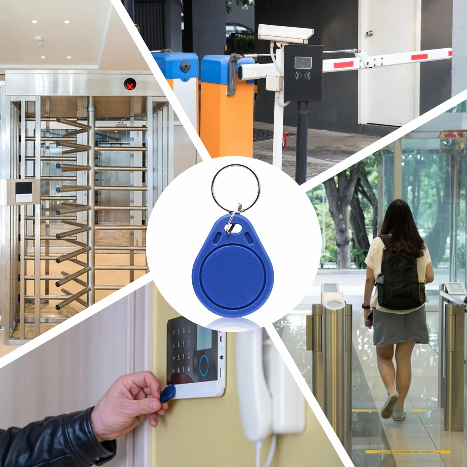 50 pezzi di portachiavi RFID di prossimità riscrivibili da 125 kHz, blu, T5577, tag portachiavi RFID riscrivibili, token NFC utilizzati per copiare/clonare carte
