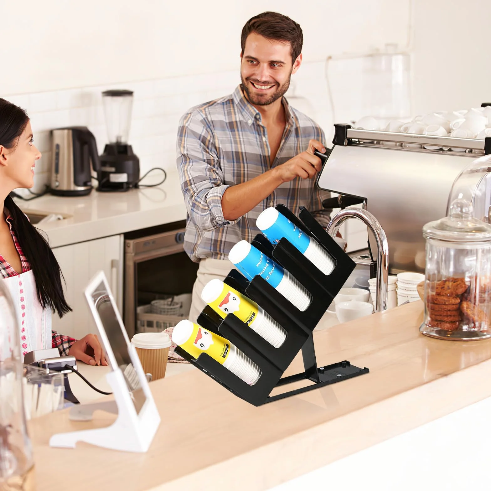 Portabicchieri Pieghevole Regolabile Plastica 4 Sezioni Organizer Bicchieri Carta Bar