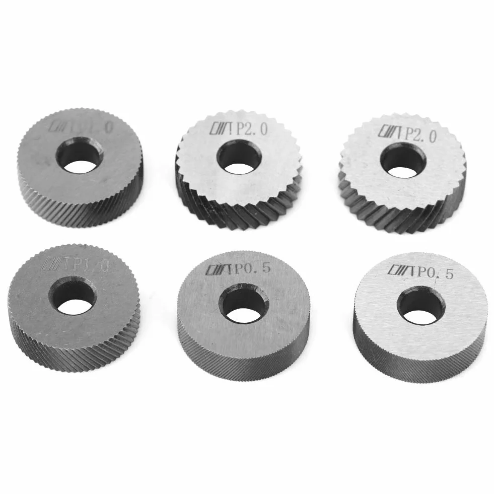 Artillery Set di Godronatore, 7 Pezzi Set di Ruote Zigrinate in Acciaio a Doppia Ruota con Denti Inclinati Ruota Diagonale Passo 0,5 mm 1 mm 2 mm per Tornio Metallo