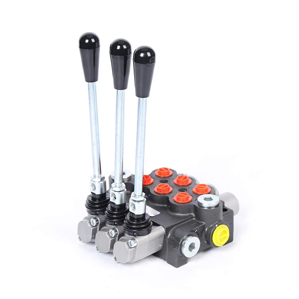 Valvola a leva manuale idraulica, valvola direzionale multidirezionale, 40 l/min, 3 vani, valvola di controllo manuale, 3600 PSI, valvola idraulica, cilindro a doppia azione