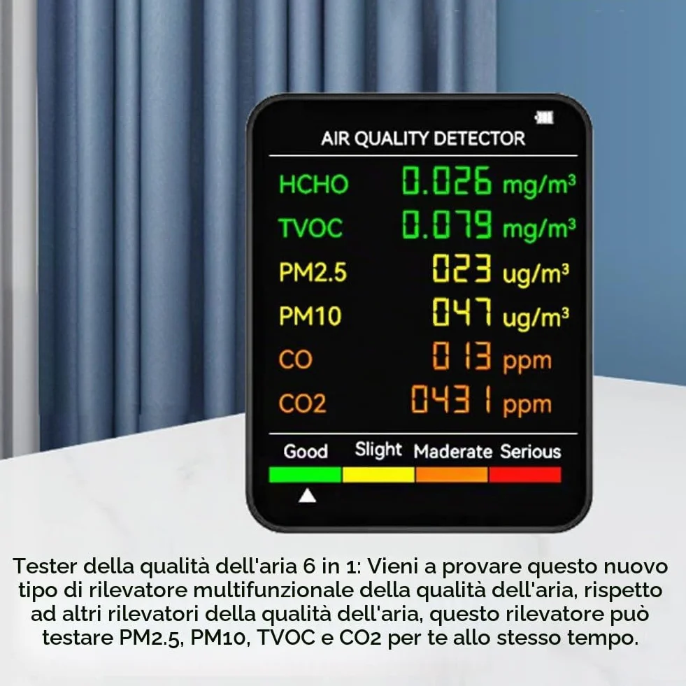 Oniissy Monitor di Qualità dell'Aria Rileva PM2.5 PM10 TVOC Tester Rilevatore per Interni
