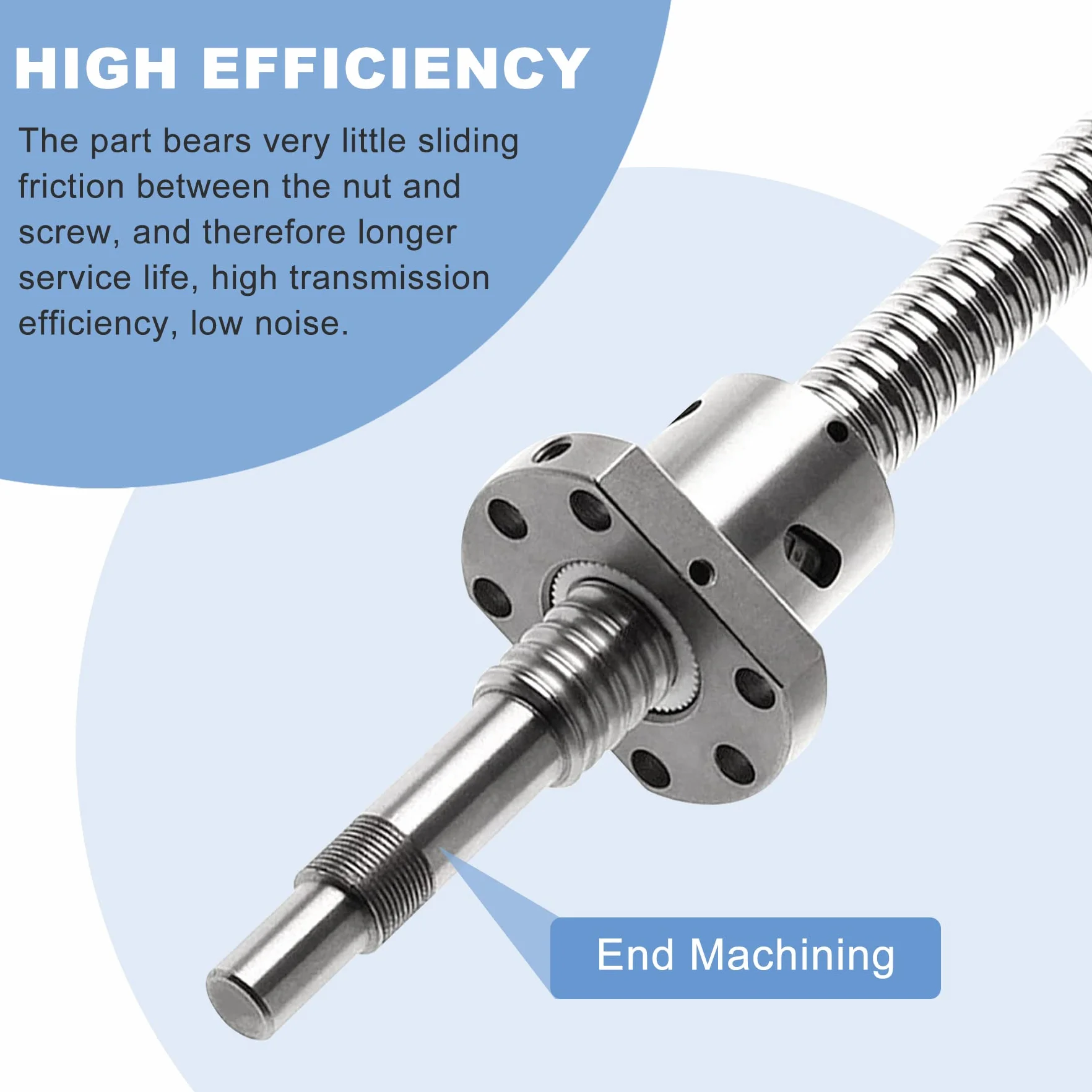 CNCMANS SFU1605 - Vite a sfera in acciaio INOX, 250 mm, con supporto terminale, attacco BK12/BF12, attacco e alloggiamento dado DSG16H, componenti CNC per macchine e apparecchiature automatizzate