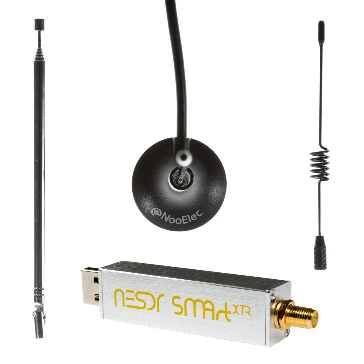 NooElec NESDR SMArt XTR Bundle - Premium RTL-SDR w / Extended Range di sintonia, Recinzione di alluminio, 0,5ppm TCXO, SMA di ingresso e 3 antenne. RTL2832U & E4000-Based Software Defined Radio