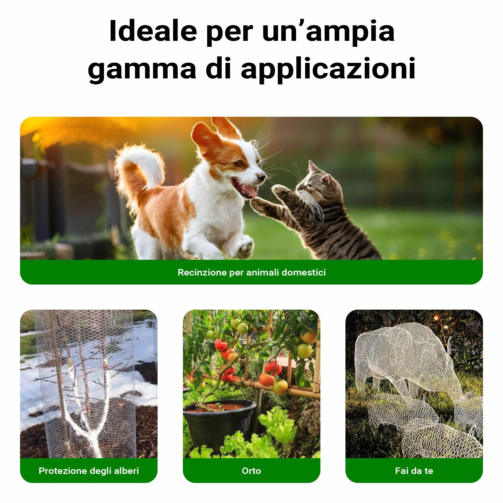 Rete da voliera 4 angoli Maglie 12x12mm Rotolo 25m 50cm Acciaio zincato