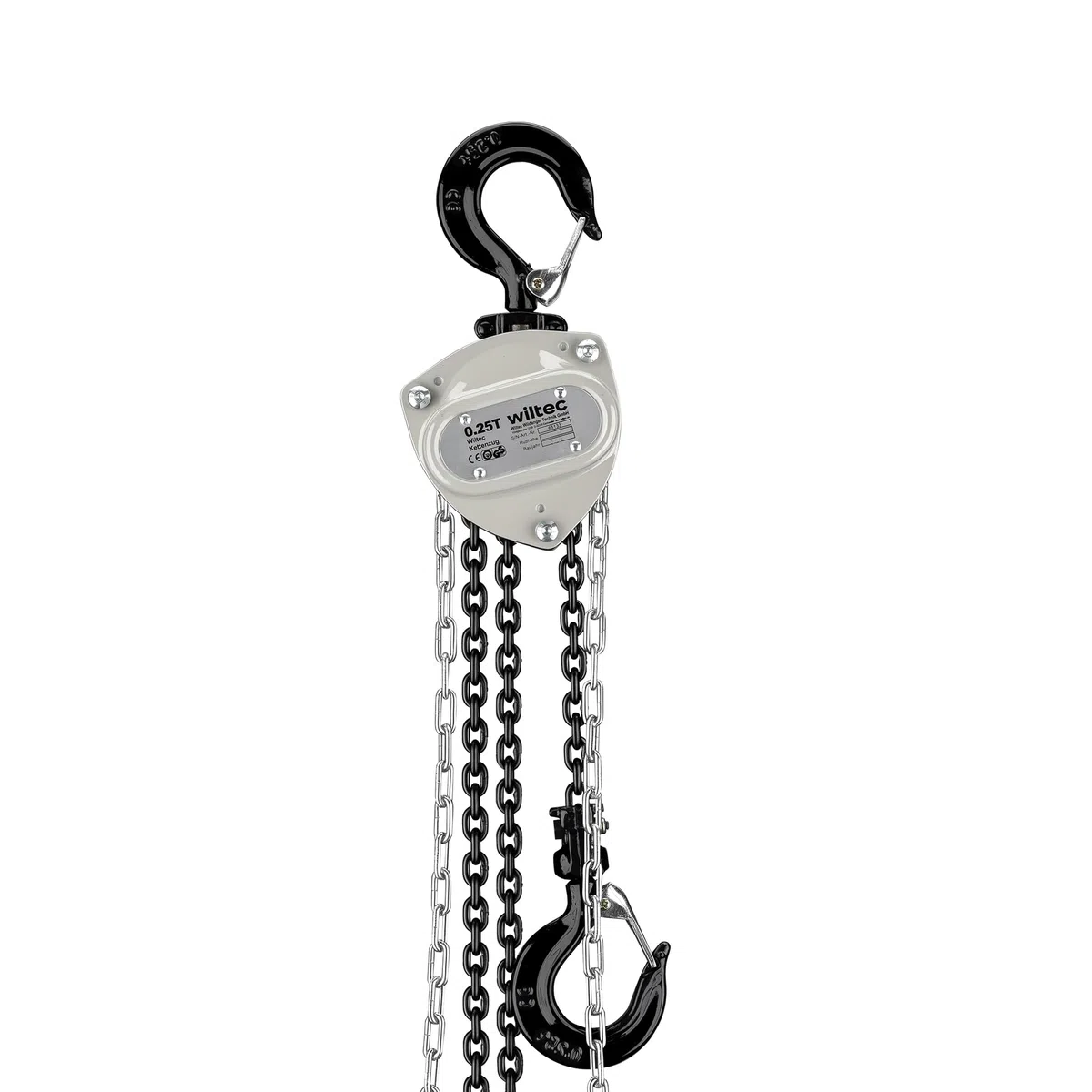 Wiltec Paranco a catena manuale V21-0,25, capacità di carico 250 kg, altezza di sollevamento 3 m, leggero e compatto, per impieghi gravosi