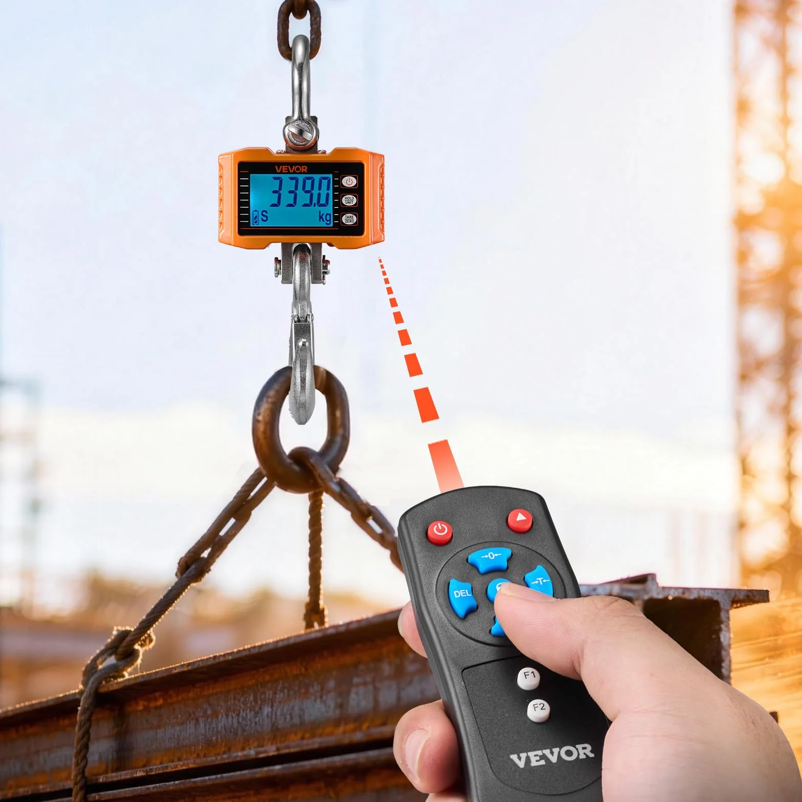 VEVOR Bilancia da Gru 2000 kg, Bilancia Industriale Sospesa per Impieghi Gravosi, Cassa in Alluminio Pressofuso, Display LCD, Divisione 500 g