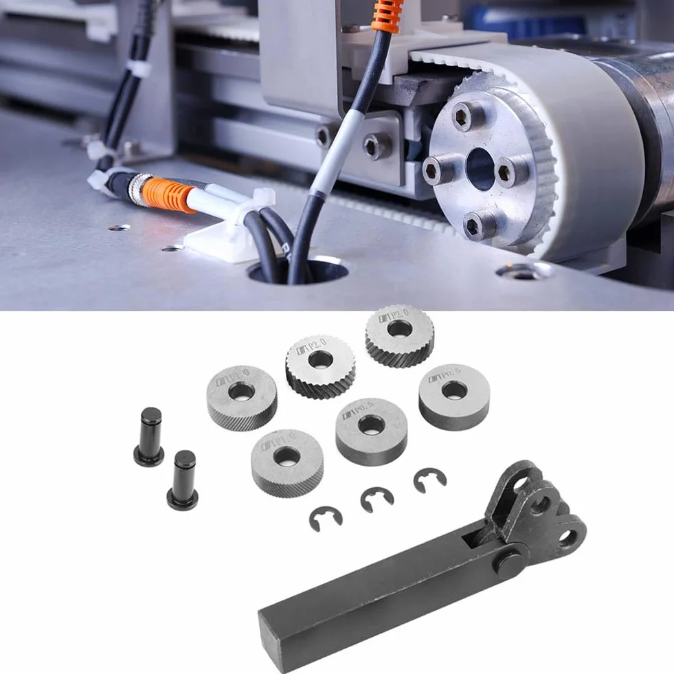 Artillery Set di Godronatore, 7 Pezzi Set di Ruote Zigrinate in Acciaio a Doppia Ruota con Denti Inclinati Ruota Diagonale Passo 0,5 mm 1 mm 2 mm per Tornio Metallo