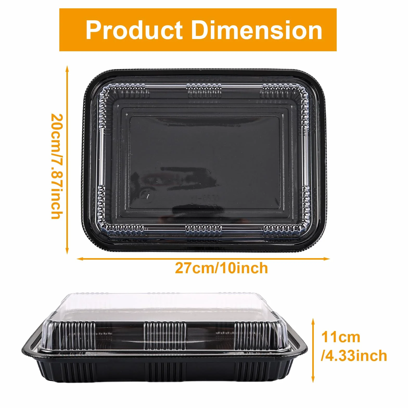 JMIATRY 20 vassoi riutilizzabili in plastica per buffet e catering con coperchi 264 x 200 mm