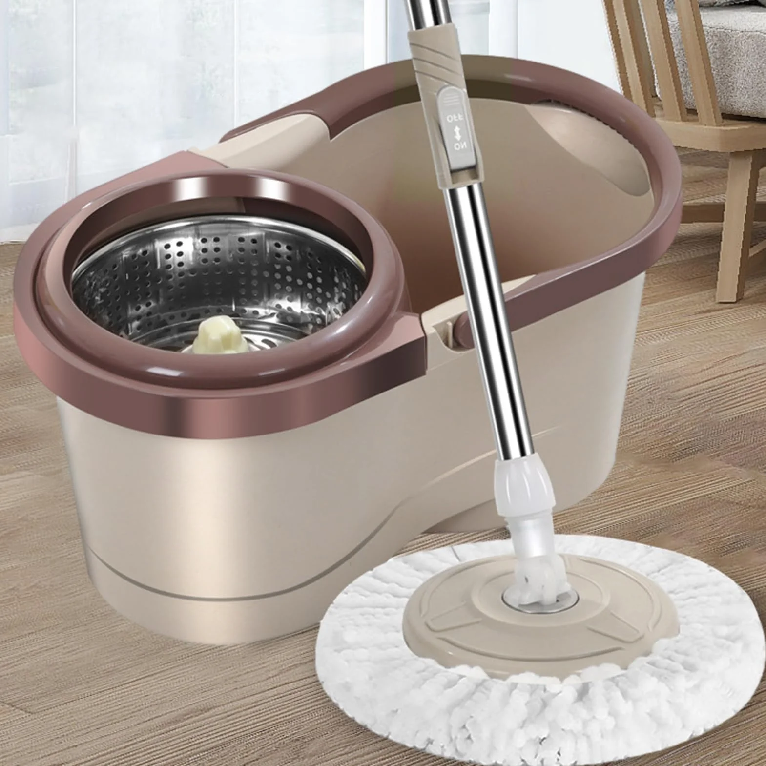 Rinse Clean Spins Mop & Secchio - secchio per con strizzatore | Secchio strizzatore per | Secchio per domestico | Mop e secchio a 360 giri | automatico con secchio |