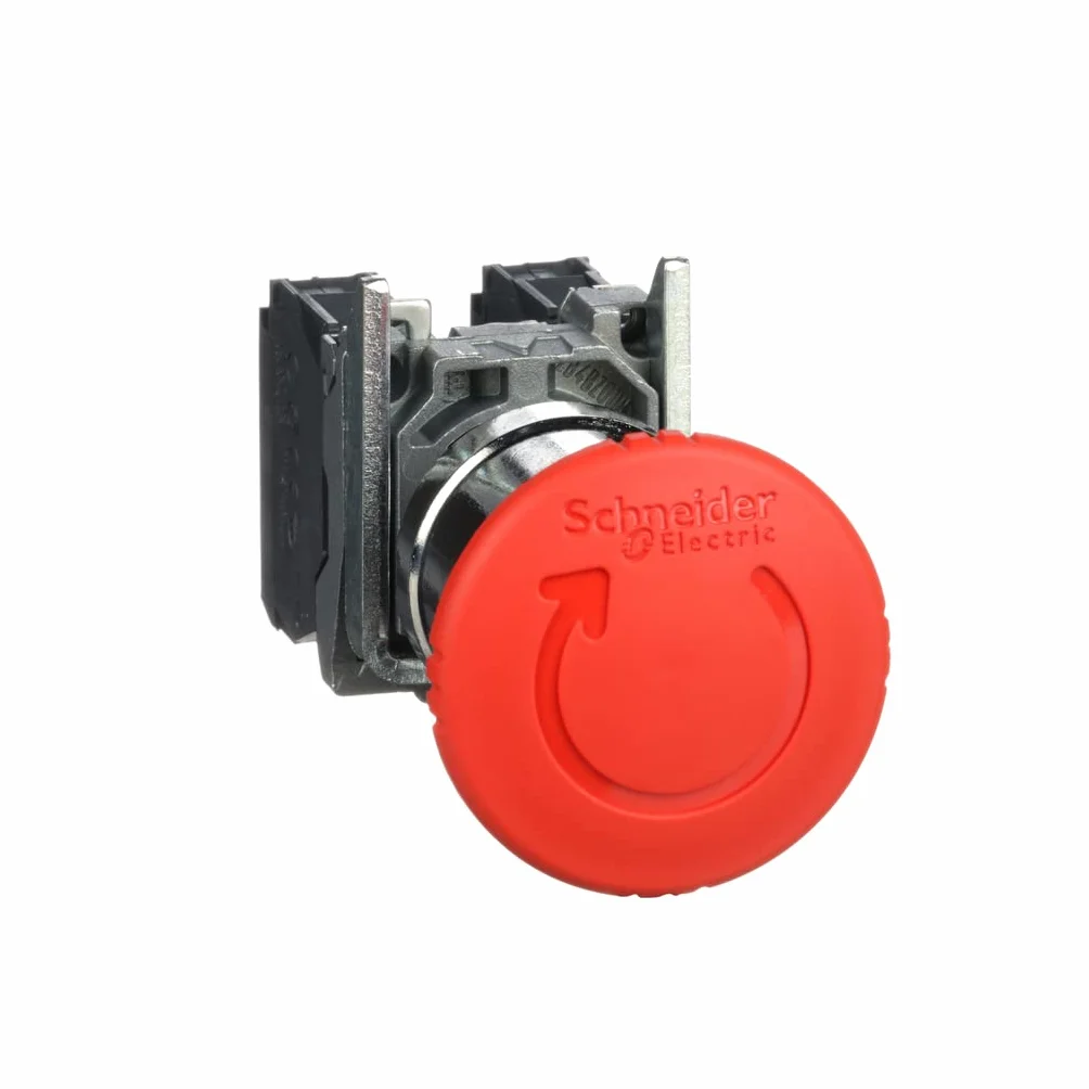 Schneider Electric - Harmony XB4 - Pulsante di arresto di emergenza - Ø40 - Spingere Girare - Rosso - 1O+1F - vite - XB4BS8445