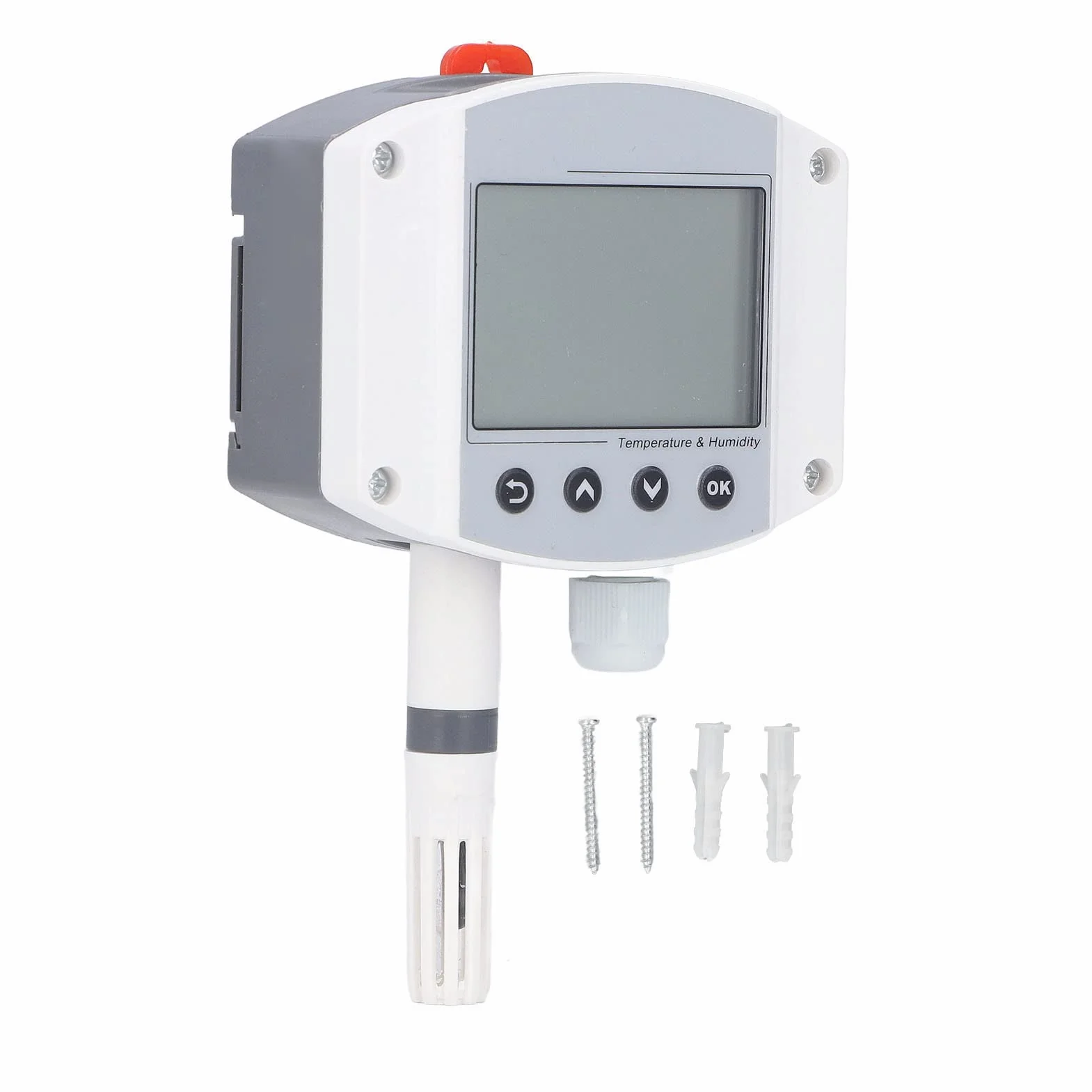 Sensore di Temperatura e Trasmettitore di umidità con Display LCD | Montaggio a Parete, Uscita 4-20 MA per Impianti Industriali