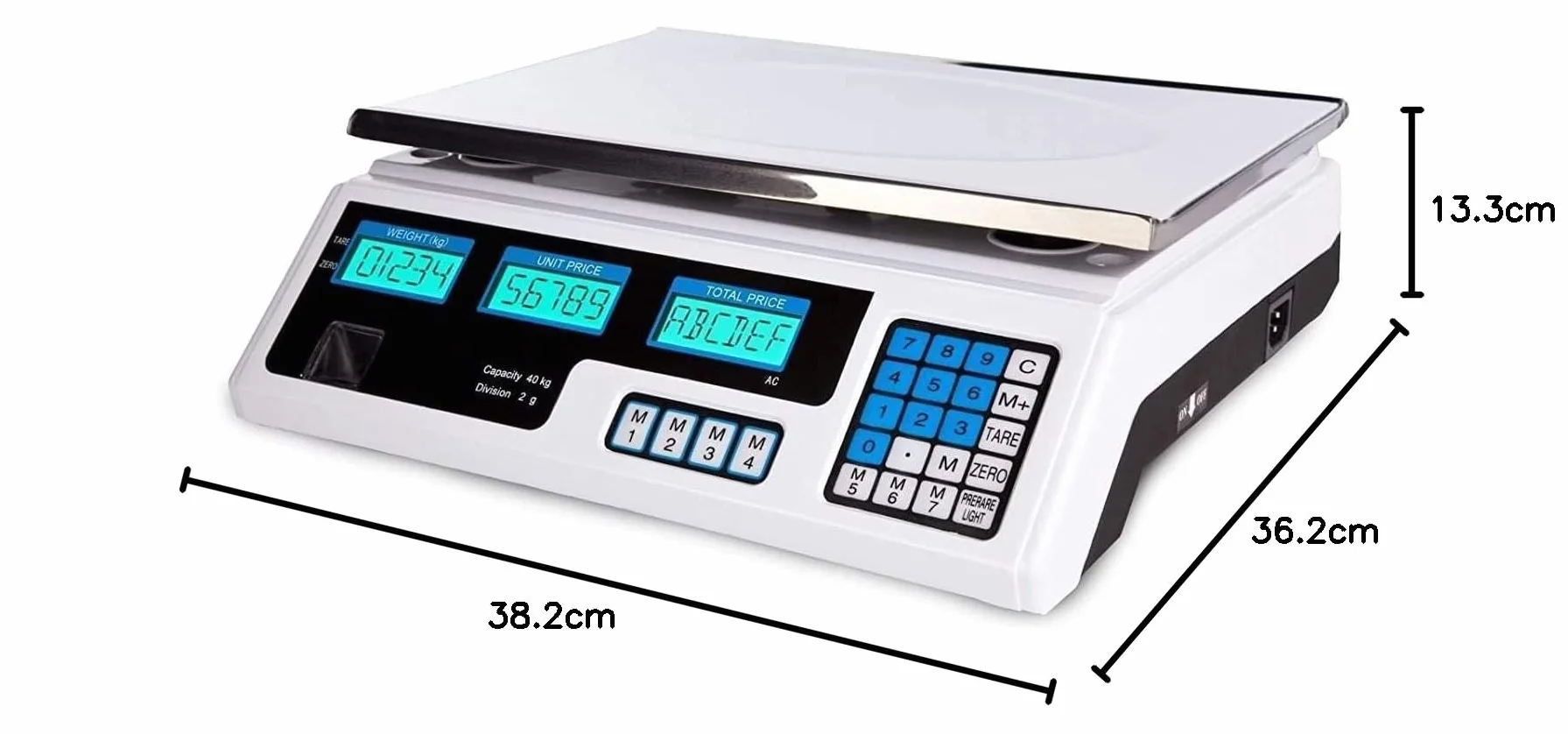 BILANCIA ELETTRONICA PROFESSIONALE DIGITALE DA BANCO 40 KG DOPPIO DISPLAY