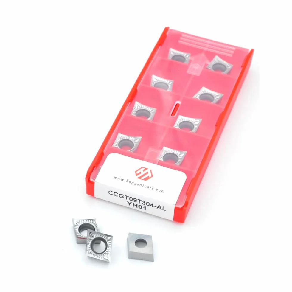 Inserti CCGT09T304 per Alluminio, Legno e Metalli Non Ferrosi, Piastre HM 10 pezzi