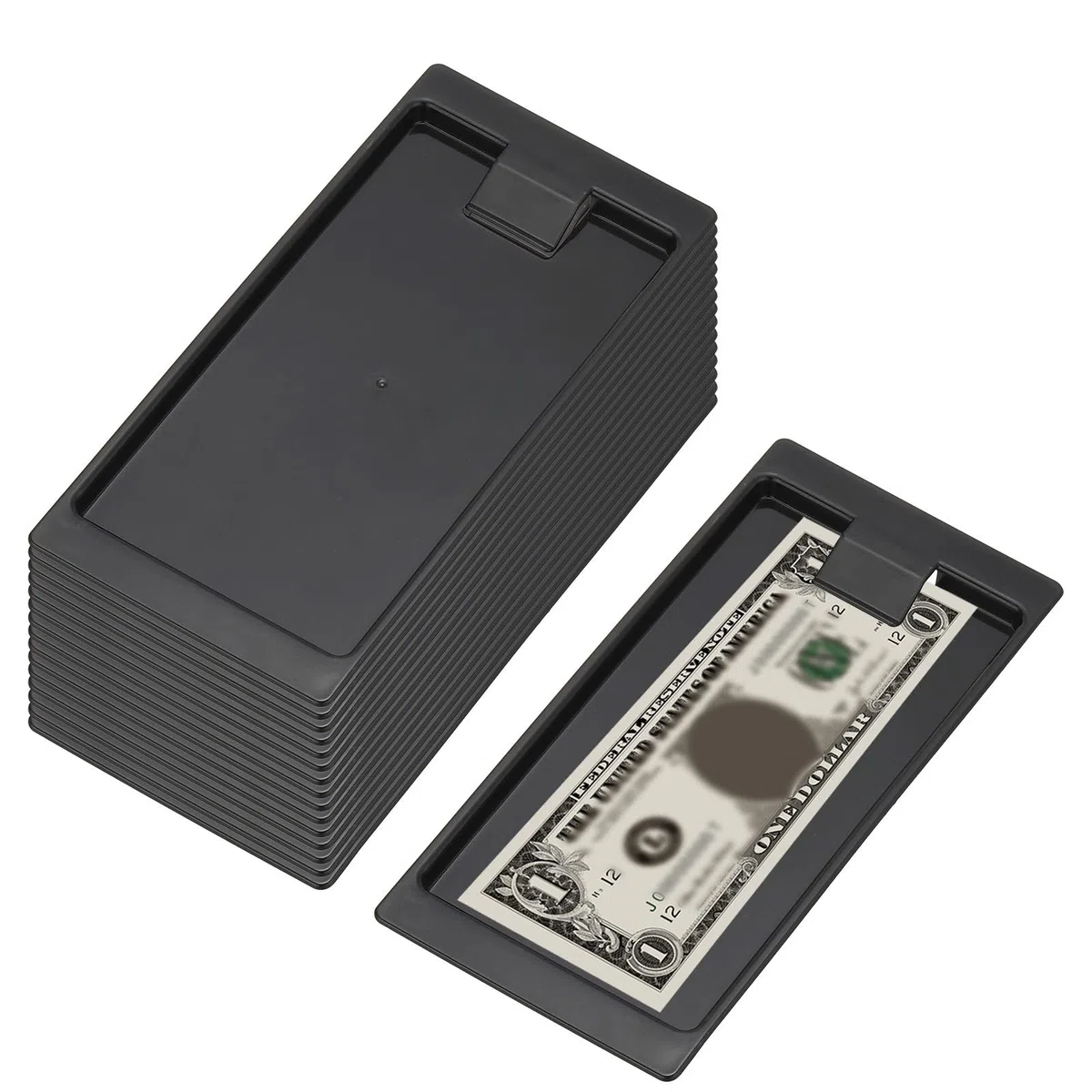 PATIKIL Controlla Supporti 16pz Nero Plastica Suggerimento Vassoi Ristorante Controlla Presentatori Ospite Ricevuta Supporto Vassoio per Bar Hotel Contante 8.2 X 3.9 X 0.4"