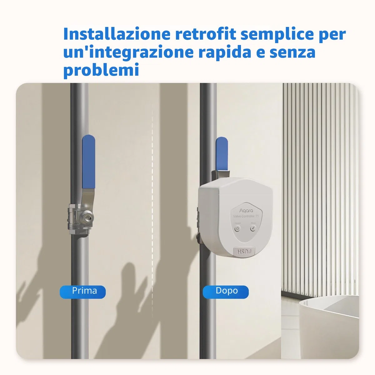 Aqara Controller della Valvola T1 di Matter over Bridge, Richiede un Hub Aqara Zigbee 3.0, Combinabile con Rilevatori di Perdite di Acqua per la casa, Supporta Controllo App come HomeKit Alexa Google
