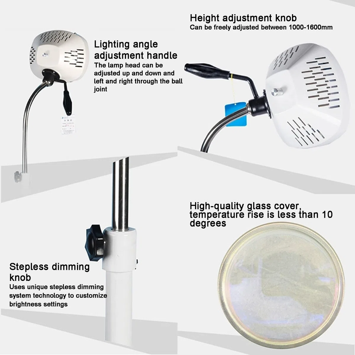 Lampada per Esame Chirurgico, Orale e Animali Domestici, Regolabile, LED, Base Stabile