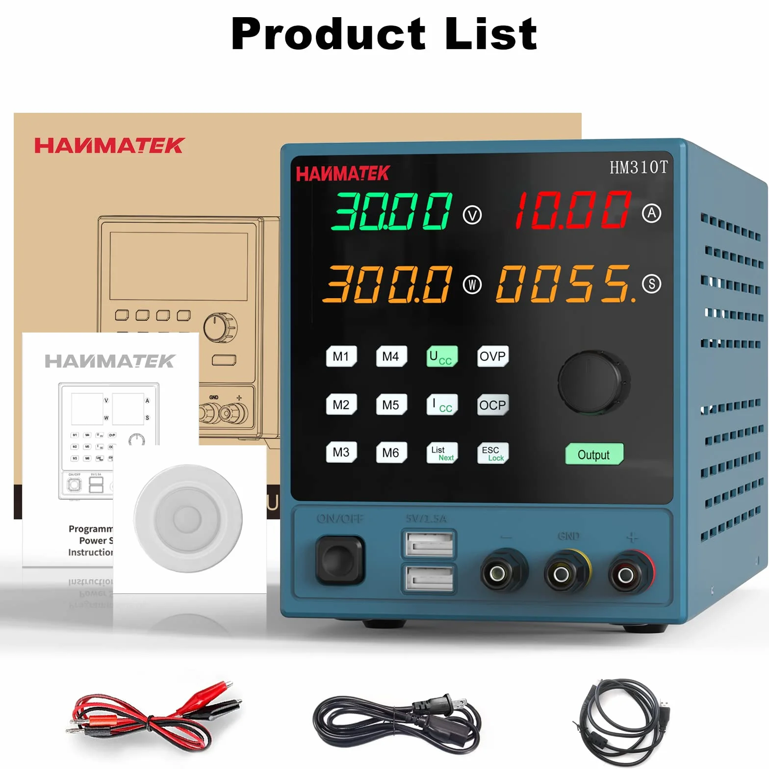 Alimentatore da Banco, Portabile Alimentatore Regolabile Laboratorio 0-10 A / 0-32 V, Memoria 6 Set Dati, Controllo del Computer e Pulsante, Funzionamento Automatico
