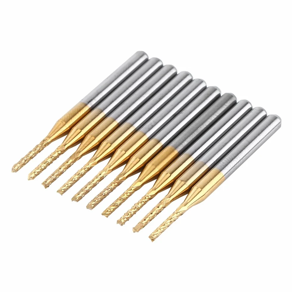 Punte per Frese 10Pcs 1.5mm 1/8'' in Carburo - Punte per Incisione Rivestite in Tungsteno - Fresa a Candela per PCB, Fibra di Plastica, Carbonio