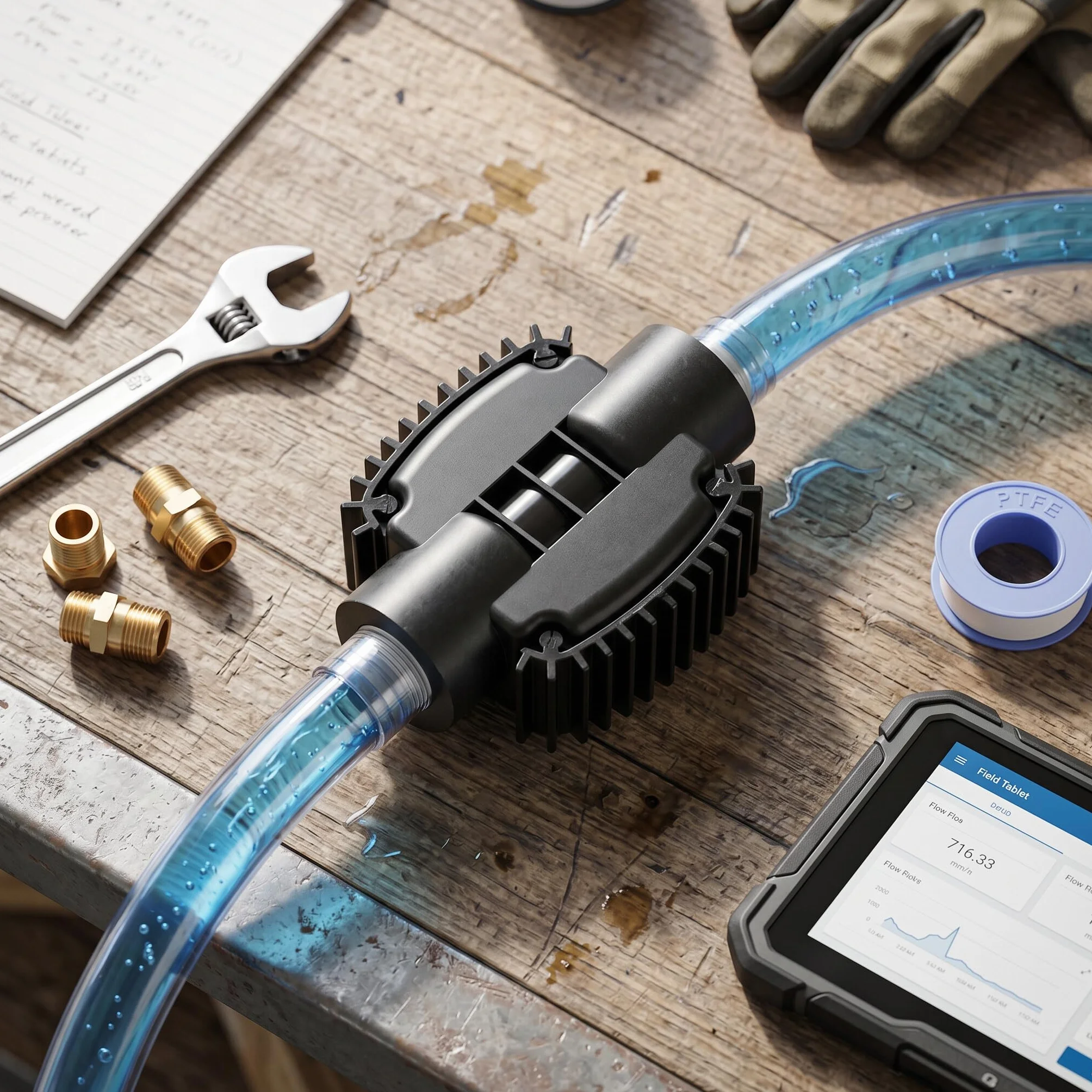 Eujgoov Misuratore di Portata a Turbina Digitale con Filettatura Interna da 1 Pollice per Acqua, Olio,