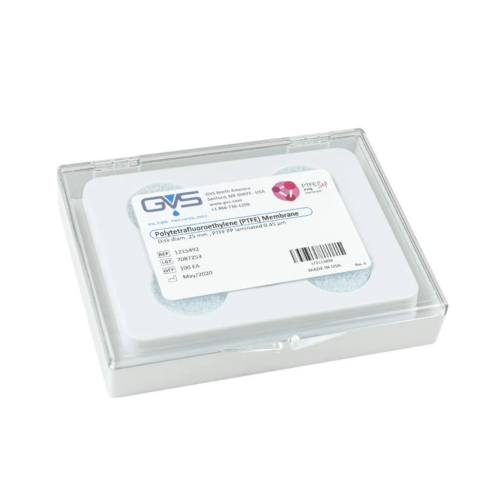 GVS Filtro a Disco, PTFE, 0.45µm, 25mm, 100/pk