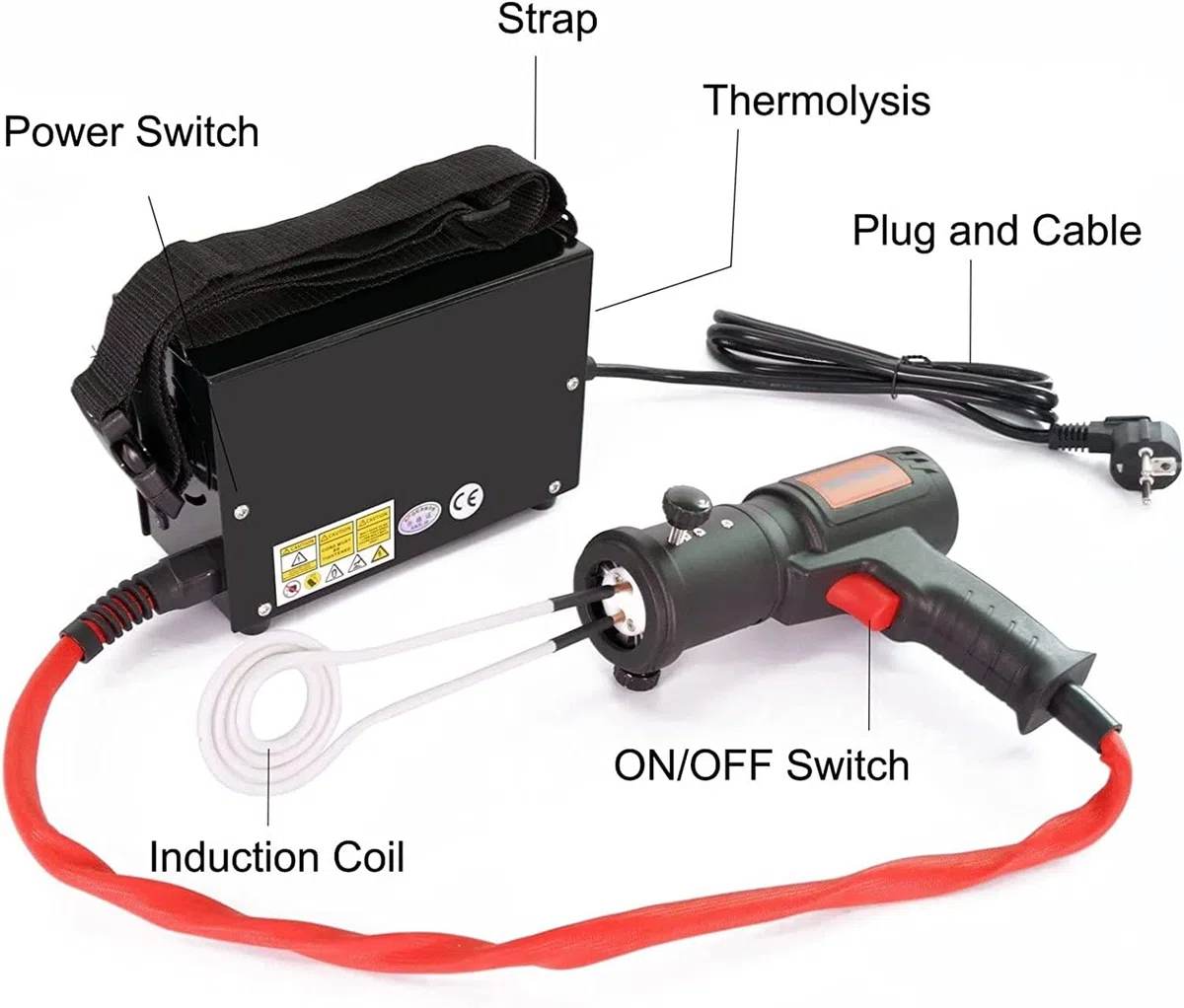 Riscaldatore a induzione elettromagnetica portatile, 1500W Strumento di rimozione del riscaldamento per bulloni arrugginiti senza fiamma, rimozione sicura di dadi, bulloni, cuscinetti, per bulloni