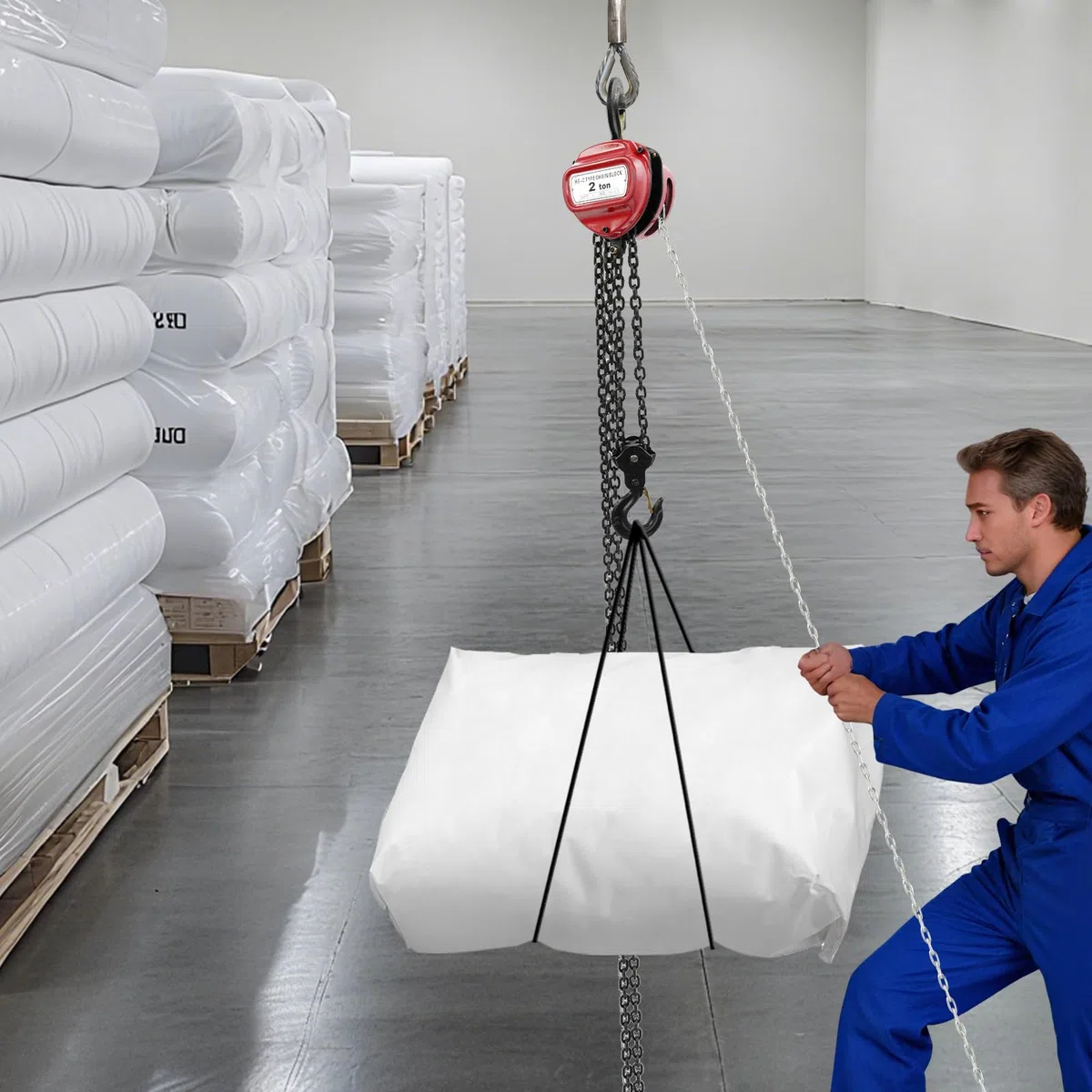 Paranco a catena 2T per verricello a mano, 6 m, altezza di sollevamento con freno meccanico a doppio blocco, 3000 kg, robusta catena in acciaio G80 per officine, magazzini, cantieri navali