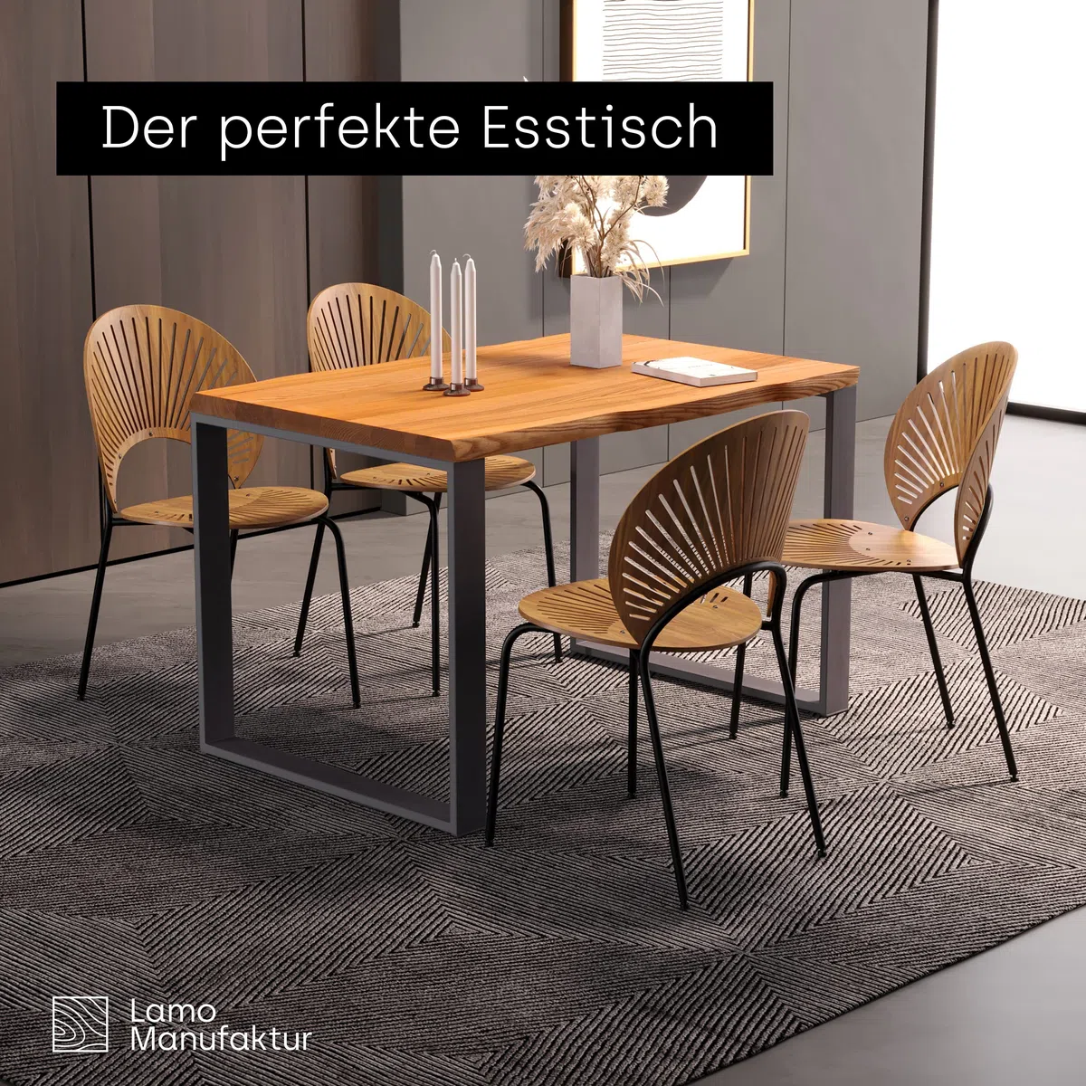 LAMO Manufaktur piano in legno per scrivania, tavolo da pranzo, tavolino da caffč, tavolo da cucina, 120x80 cm, Frassino Naturale, LHG-01-A-002-120