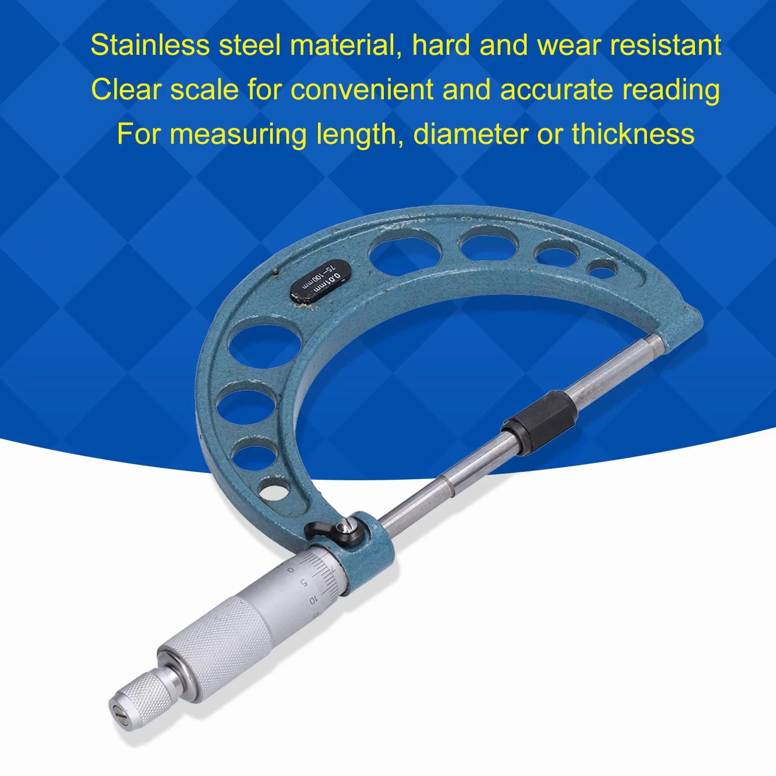 Micrometro Esterno Acciaio Inossidabile 0,01 Mm 75-100 mm Strumento di Misurazione Precisione