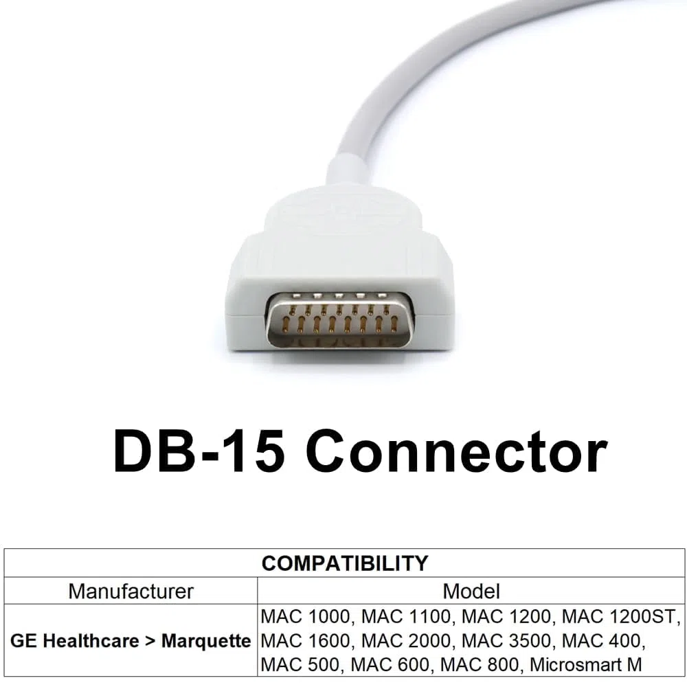 skmeditec Compatibile GE-Marquettee 2029890-001 ECG/EKG cable IEC banana 11 piedi, 10K RES. Cavo di connessione diretta in TPU con connettore per monitor a 15 pin