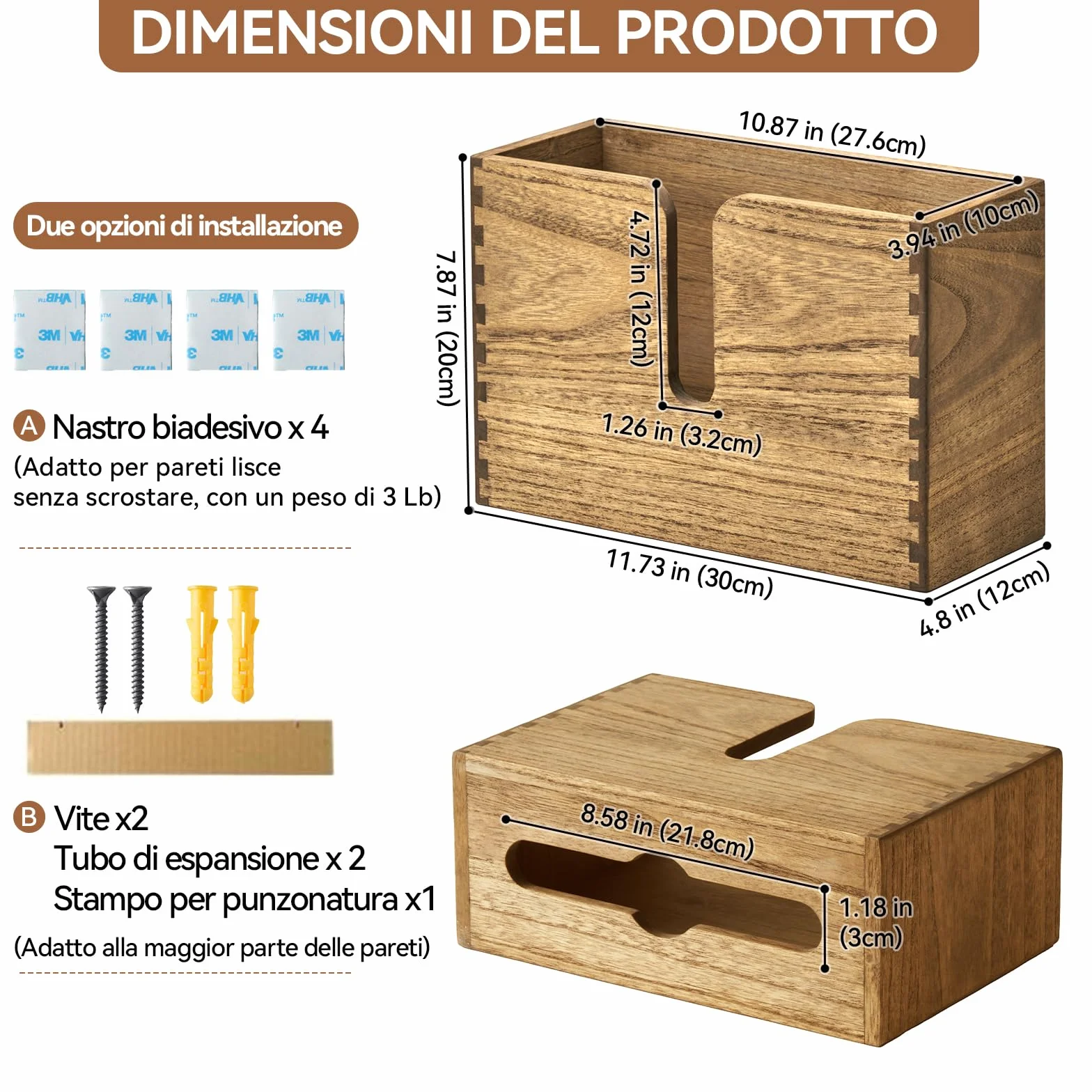 KIRIGEN Porta asciugamani di carta in legno, a parete, per cucina WC bagno, piegatura C Z tripla, giallo-marrone