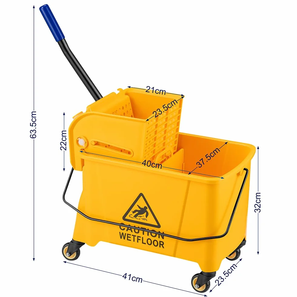 BAKAJI Carrello per Pulizie Professionale con Secchio Lavapavimenti 20 Litri