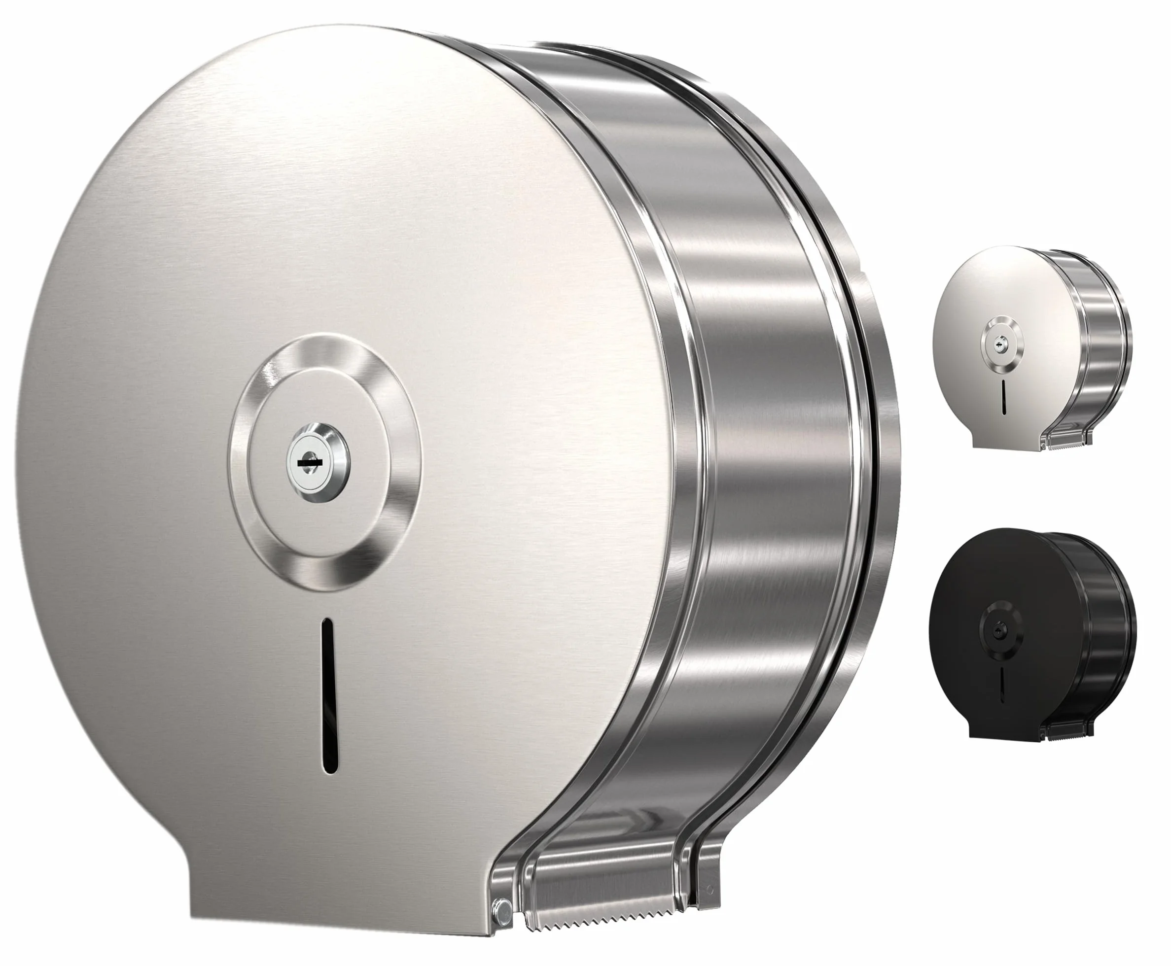 Dispenser carta igienica jumbo acciaio inox con chiusura a chiave 22,9 cm