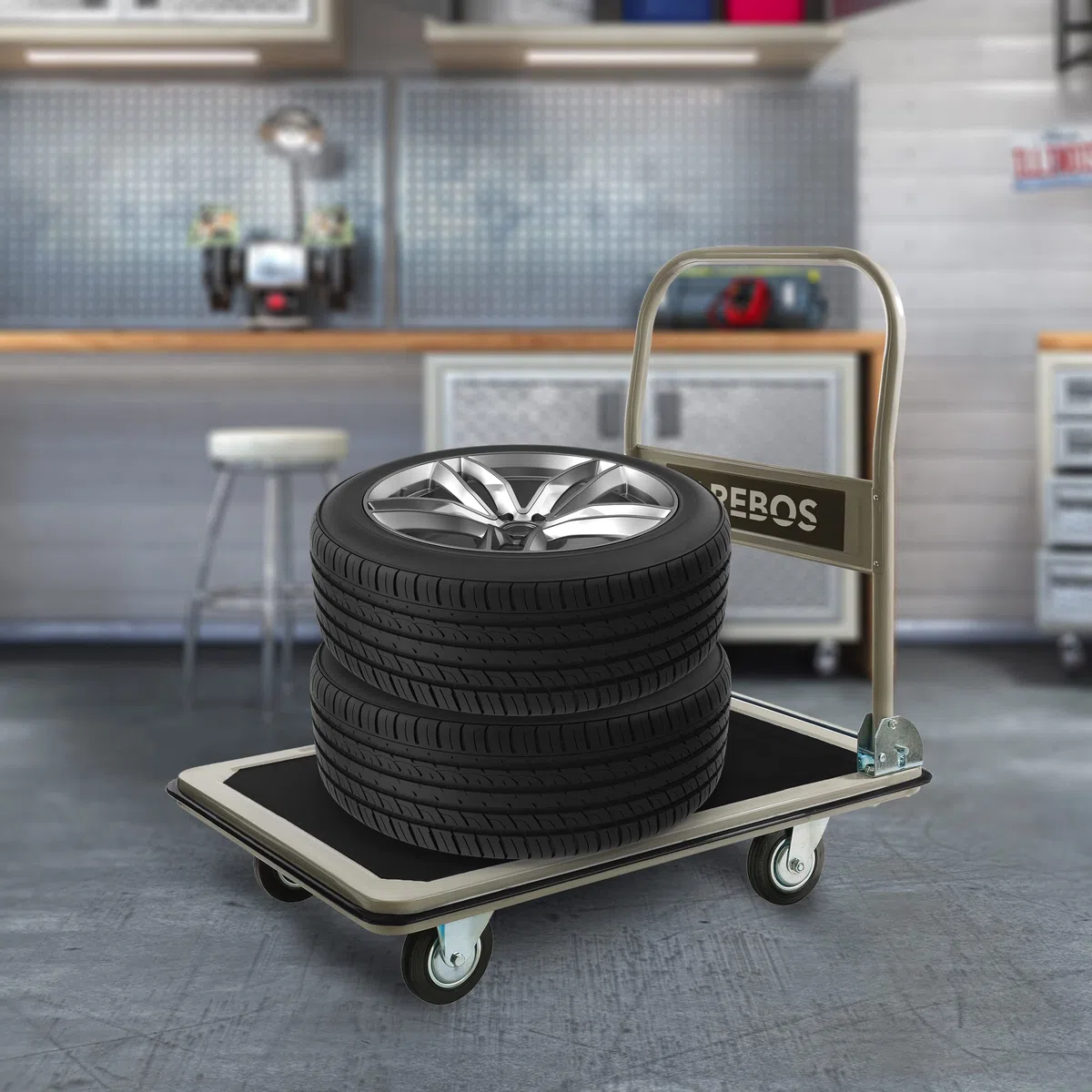 Arebos piattaforma carrello | Carrello portapacchi | Fino a 300 kg portata | con ruote girevoli | rivestimento antiscivolo | protezione bordi