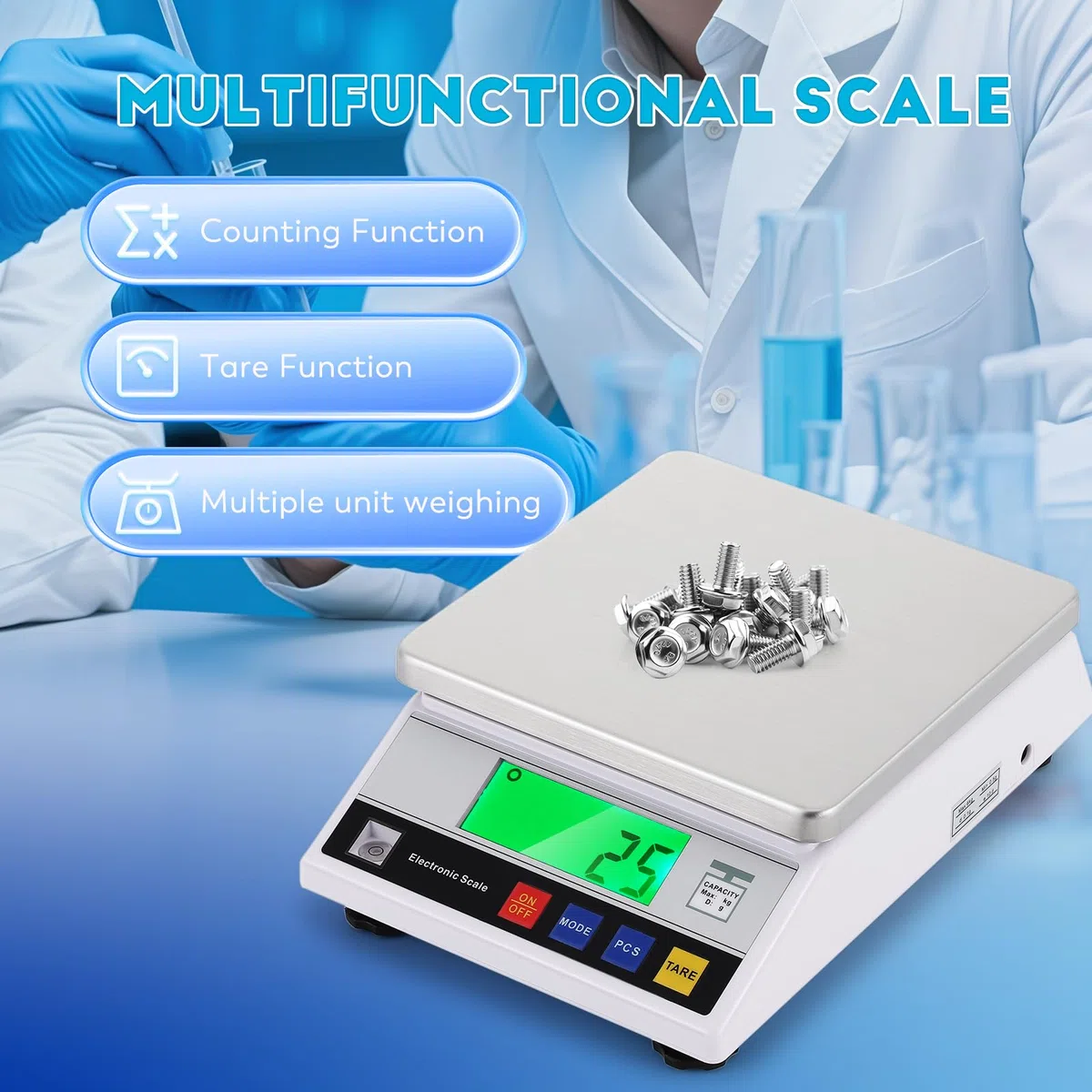 CGOLDENWALL Bilancia ad Alta Precisione 6kg 0,1g Bilancia Contapezzi Digitale da Laboratorio con 6 Unità di Conversione, 2 Modalità di Alimentazione, Funzione di Conteggio (6kg, 0,1g)