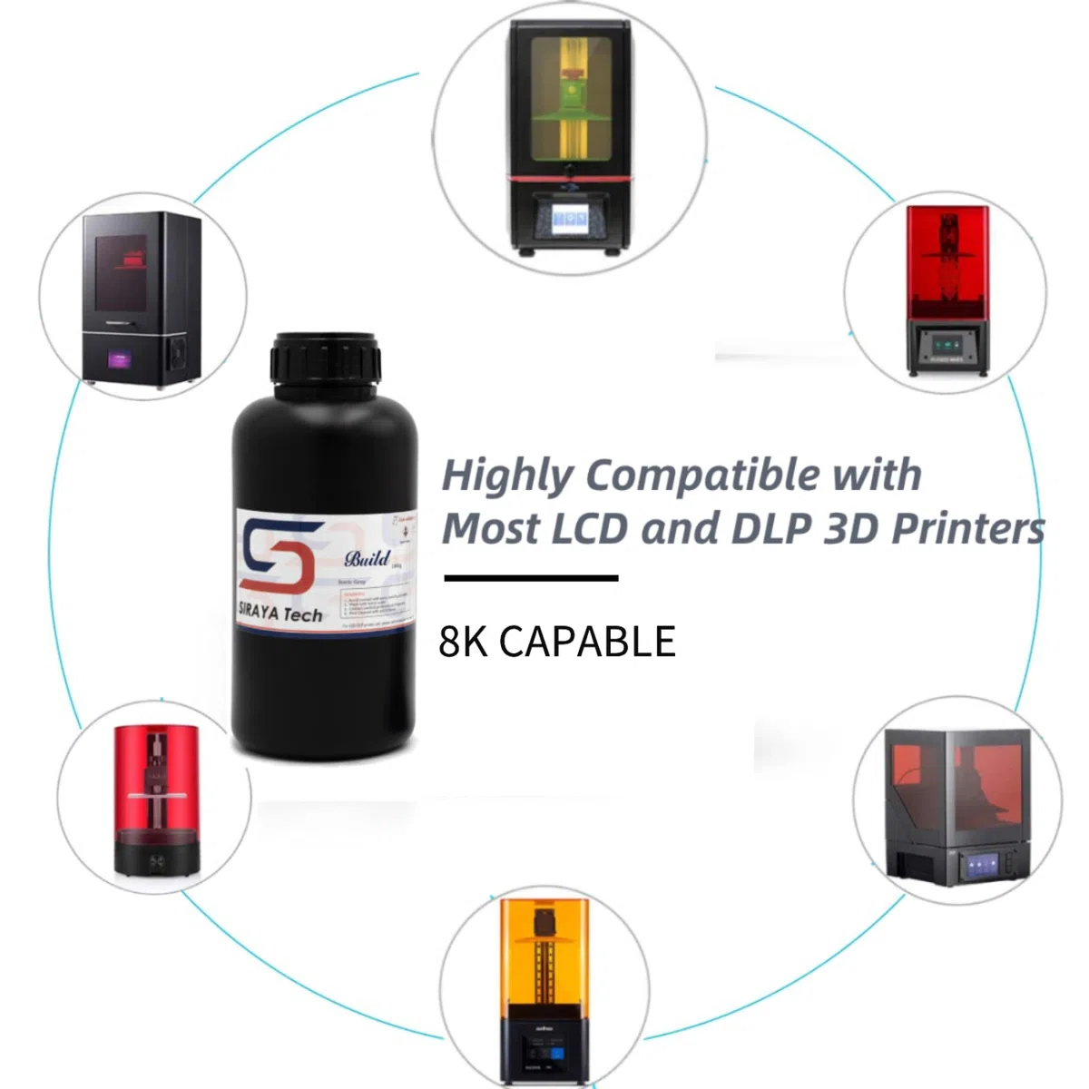 Siraya Tech Build Resina per Stampante 3D Alta Risoluzione Non Fragile Toccabile Resina Tecnica Fotopolimero Standard 405nm Resina Rapida per Stampanti 3D LCD DLP (Grigio Sonic, 1kg)