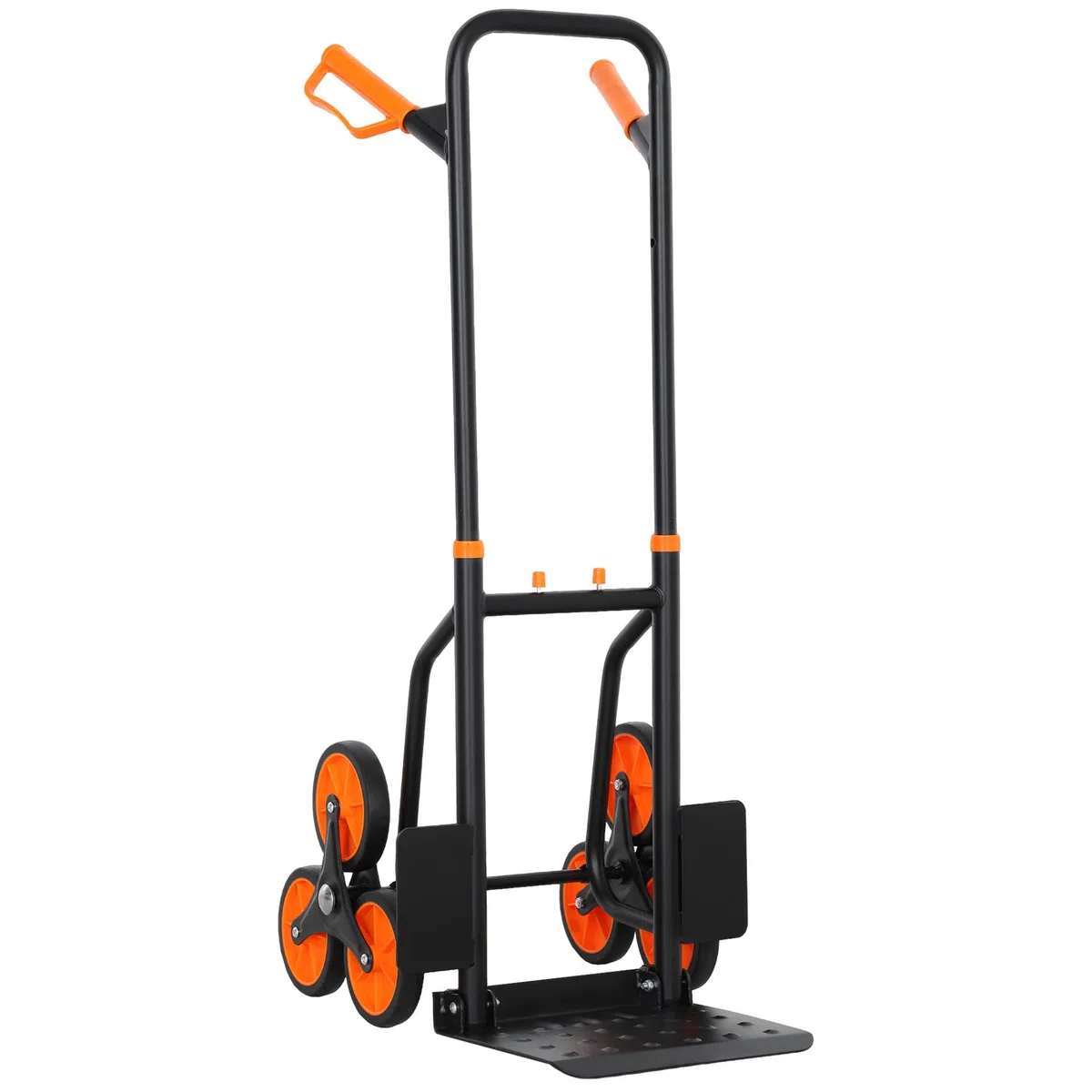 DURHAND Carrello Portapacchi per Scale 6 Ruote, Carrello Pieghevole, Portata 120kg, Carrello con Ruote Portatutto, Telaio Acciaio, Maniglia in PP, per Trasloco, Giardinaggio, Oggetti Pesanti Arancione